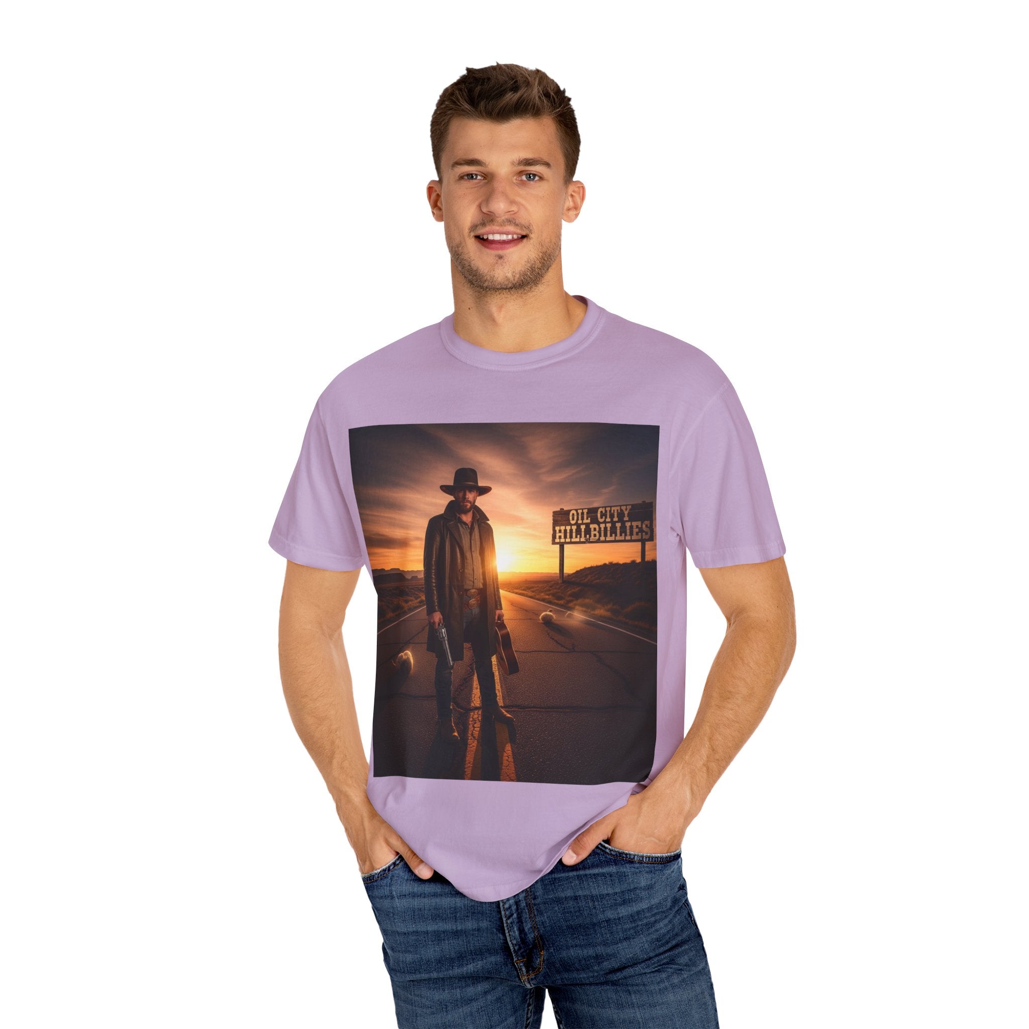 OCH Sunset Cowboy Graphic T-Shirt – Western Style Tee, Gift for Outlaw Country Fans, Casual Wear, Adventure Apparel, Unisex Fashion