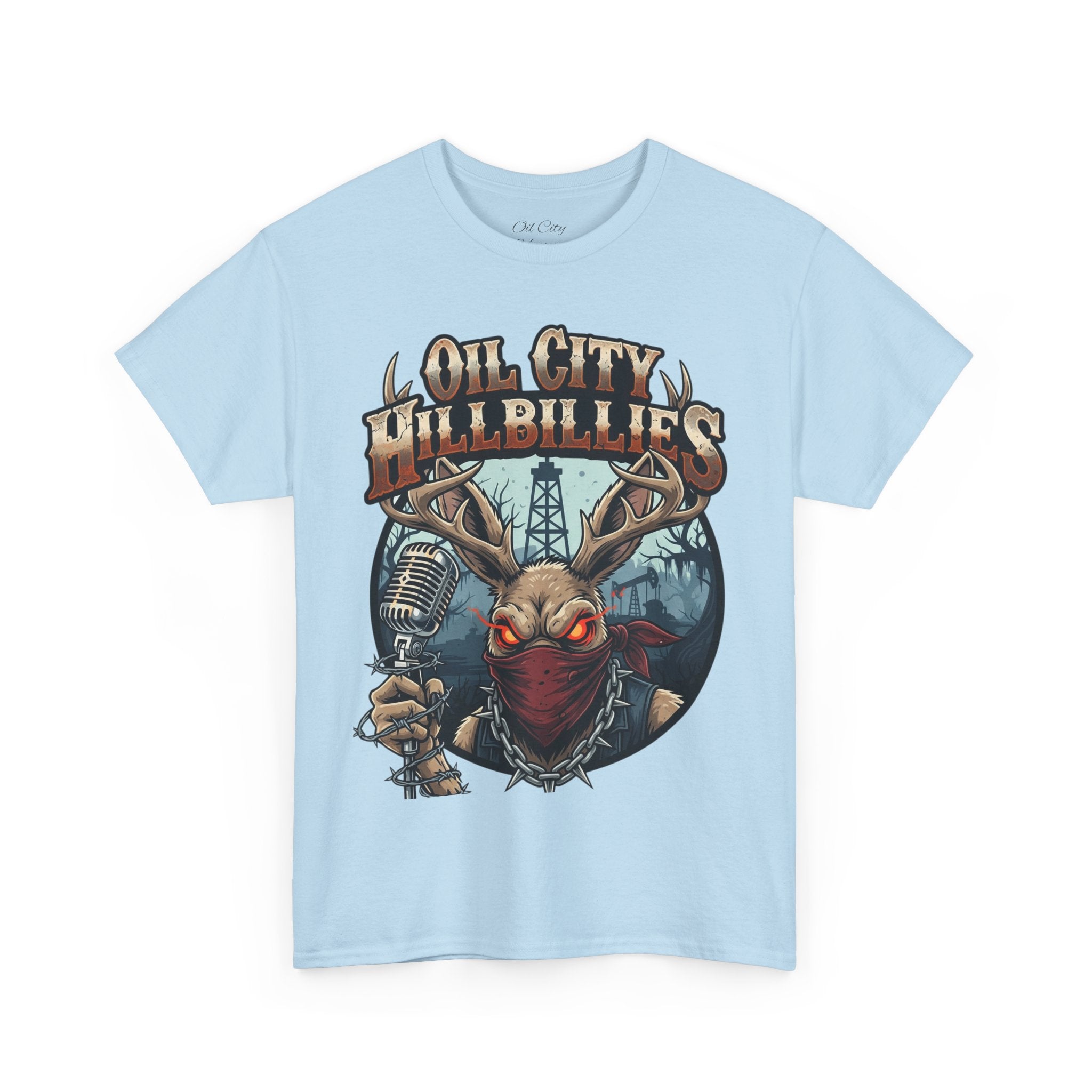 Oil City Hillbillies Unisex Heavy Cotton Tee | Vintage Graphic Tee, Music Festival Shirt, Country Style Apparel, Gift for Him, Casual Wear