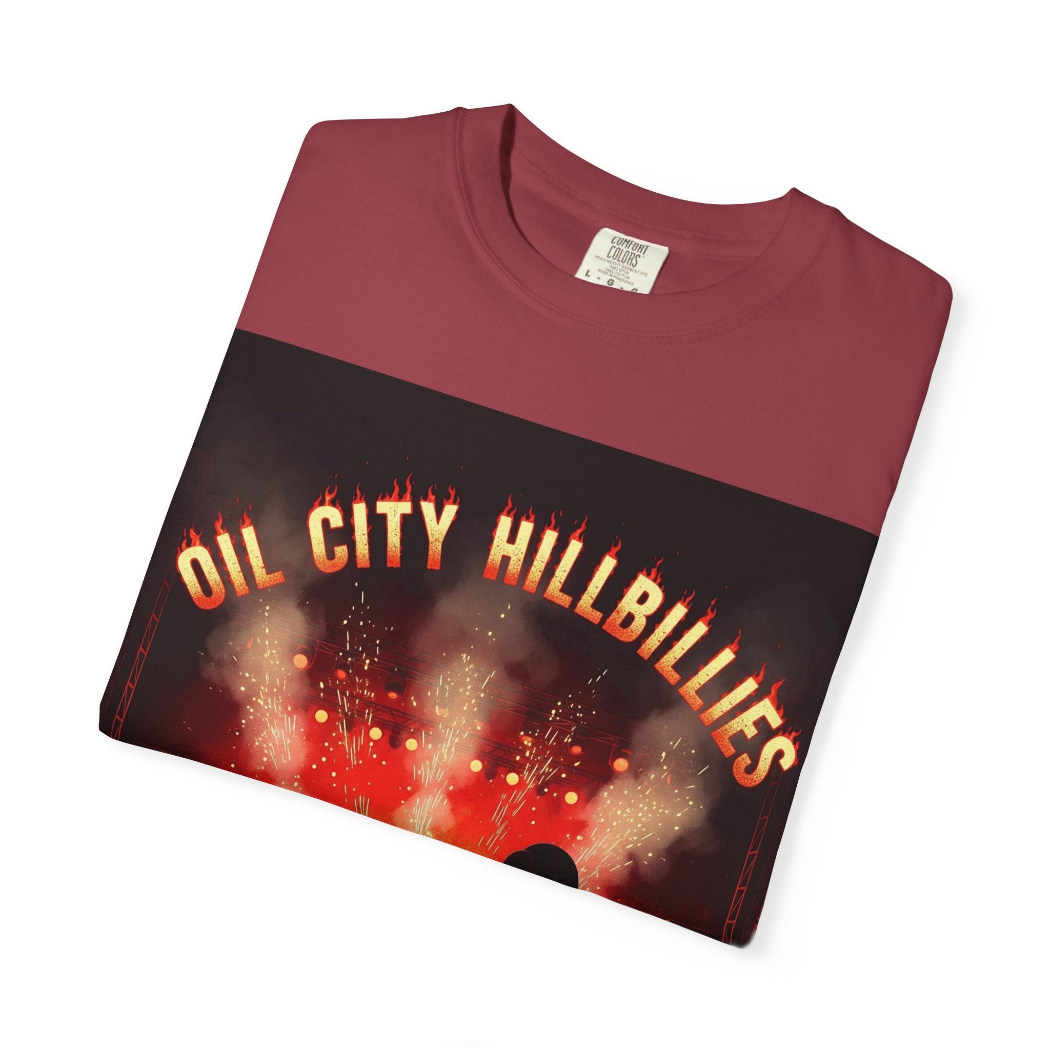 Oil City Hillbillies Concert Tee – Unisex Garment-Dyed T-Shirt, Music Festival Shirt, Country Music Lover Gift, Retro Graphic Band Tee, Southern Outlaw Merch