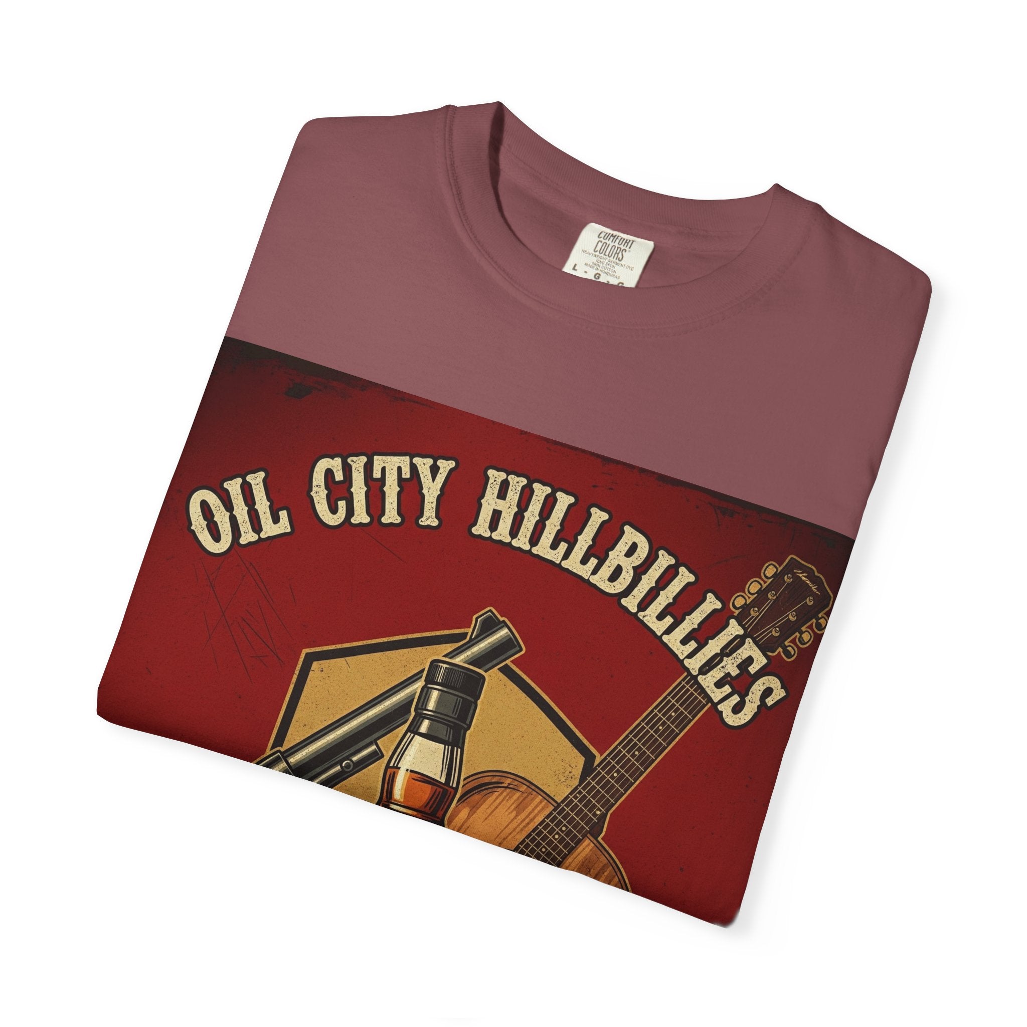 Oil City Hillbillies Whiskey-Themed T-Shirt – Rustic Style Shirt, Gift for Outlaw Country Fans, Casual Wear, Unisex Graphic Band Tee