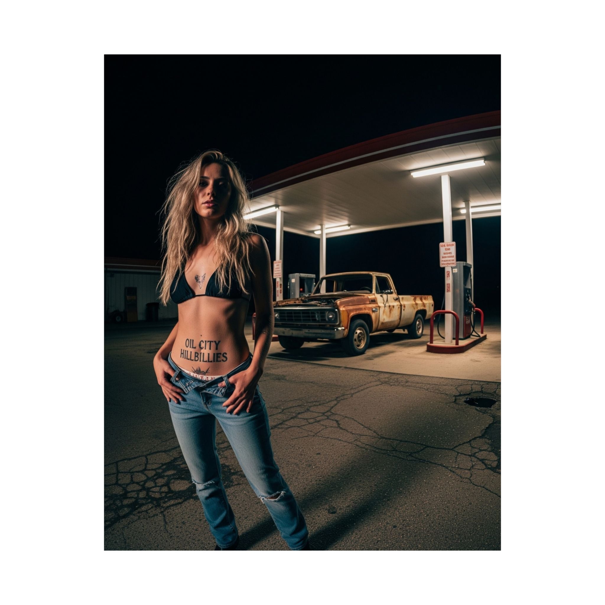 Oil City Hillbillies Edgy Matte Vertical Posters, Vintage Automotive Decor, Retro Car Wall Art, Unique Home Aesthetic, Outlaw Country Vibe, Gifts for Car Lovers