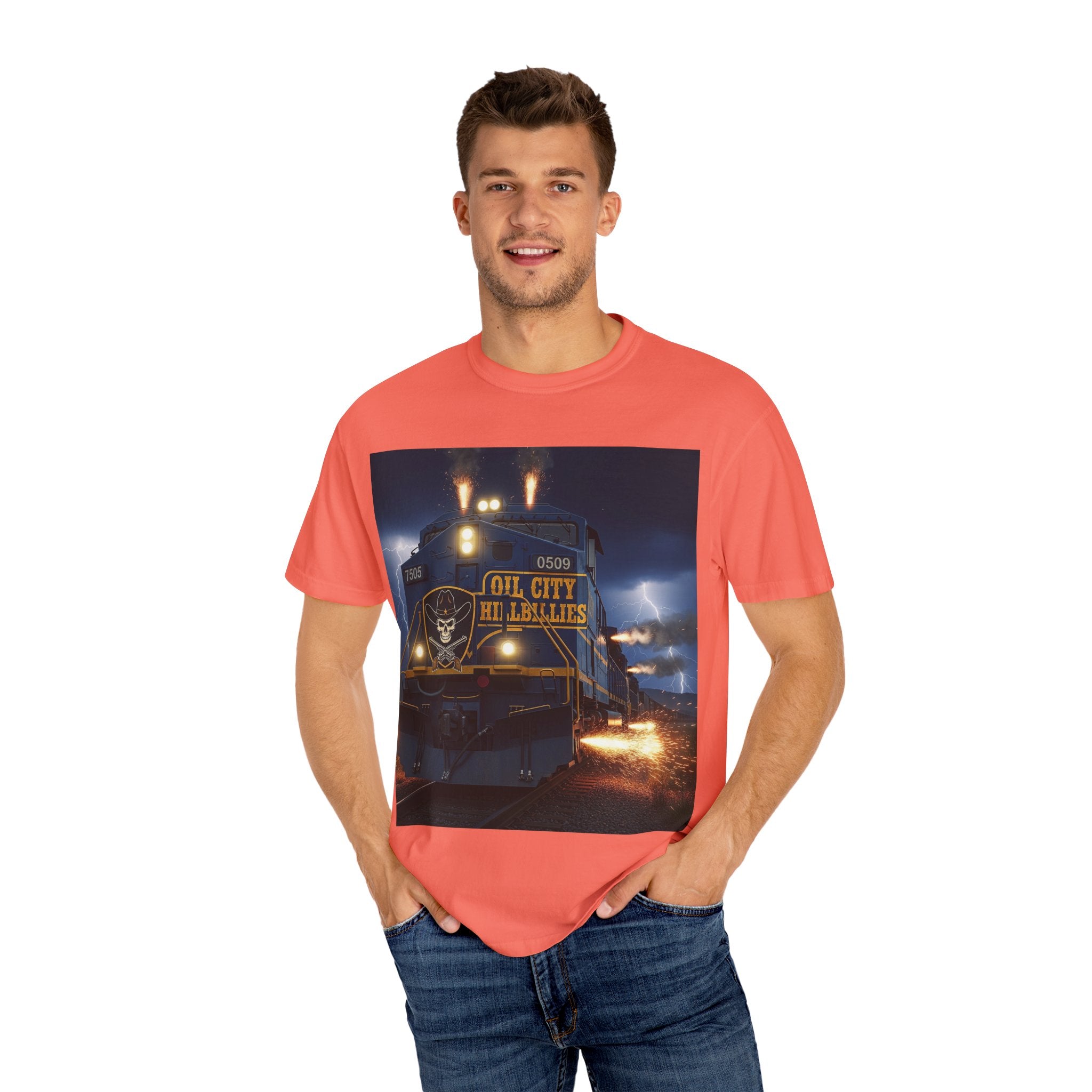Oil City Hillbillies Unisex Garment-Dyed T-Shirt – Vintage Western Tee, Gift for Outlaw Country Fans, Southern Music Merch, Casual Wear for Band Supporters