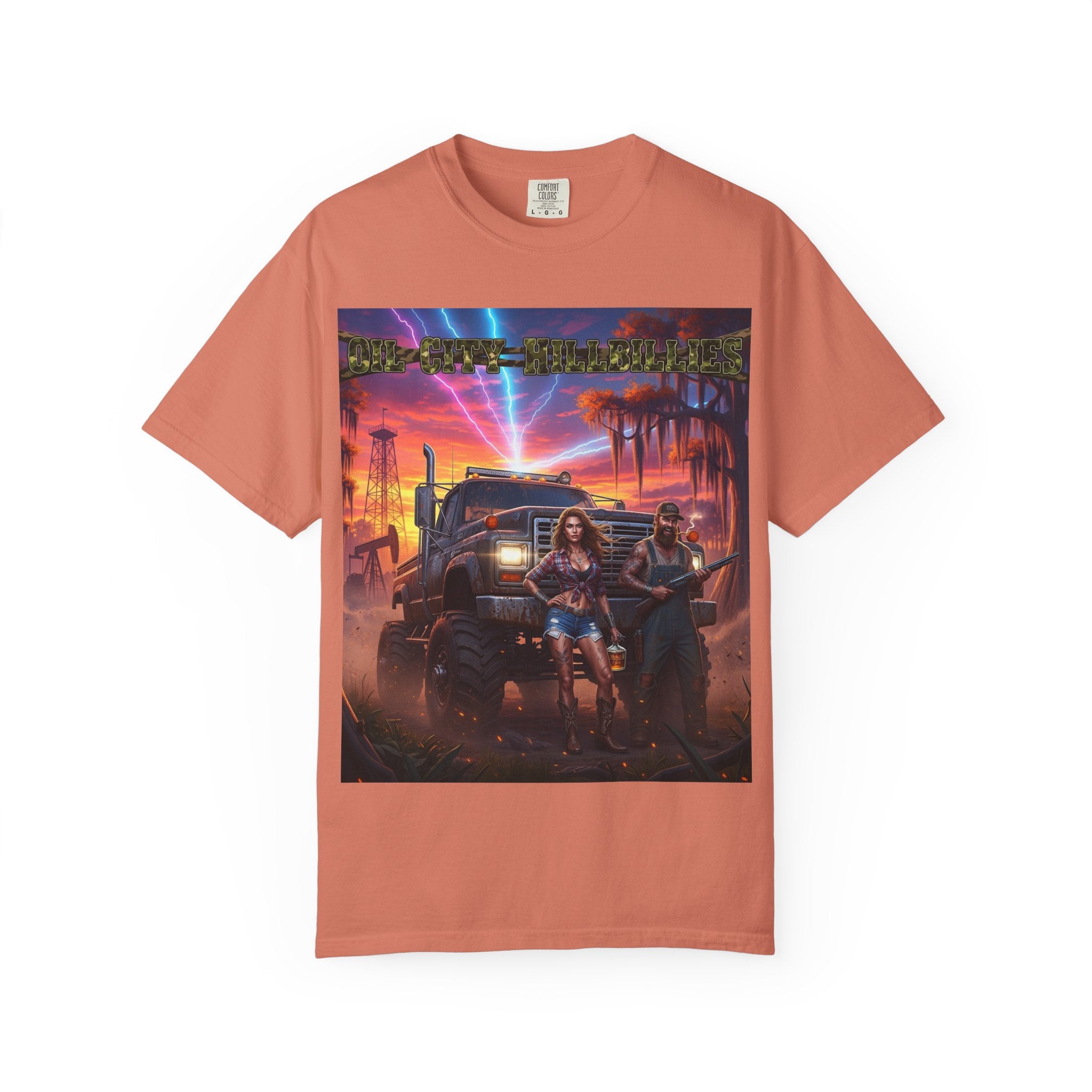 Oil City Hillbillies Adventurous Graphic T-Shirt – Fun Gift for Outdoor Lovers, Summer Vibes, Unisex Casual Wear, Adventure Shirt, Retro Band Tee