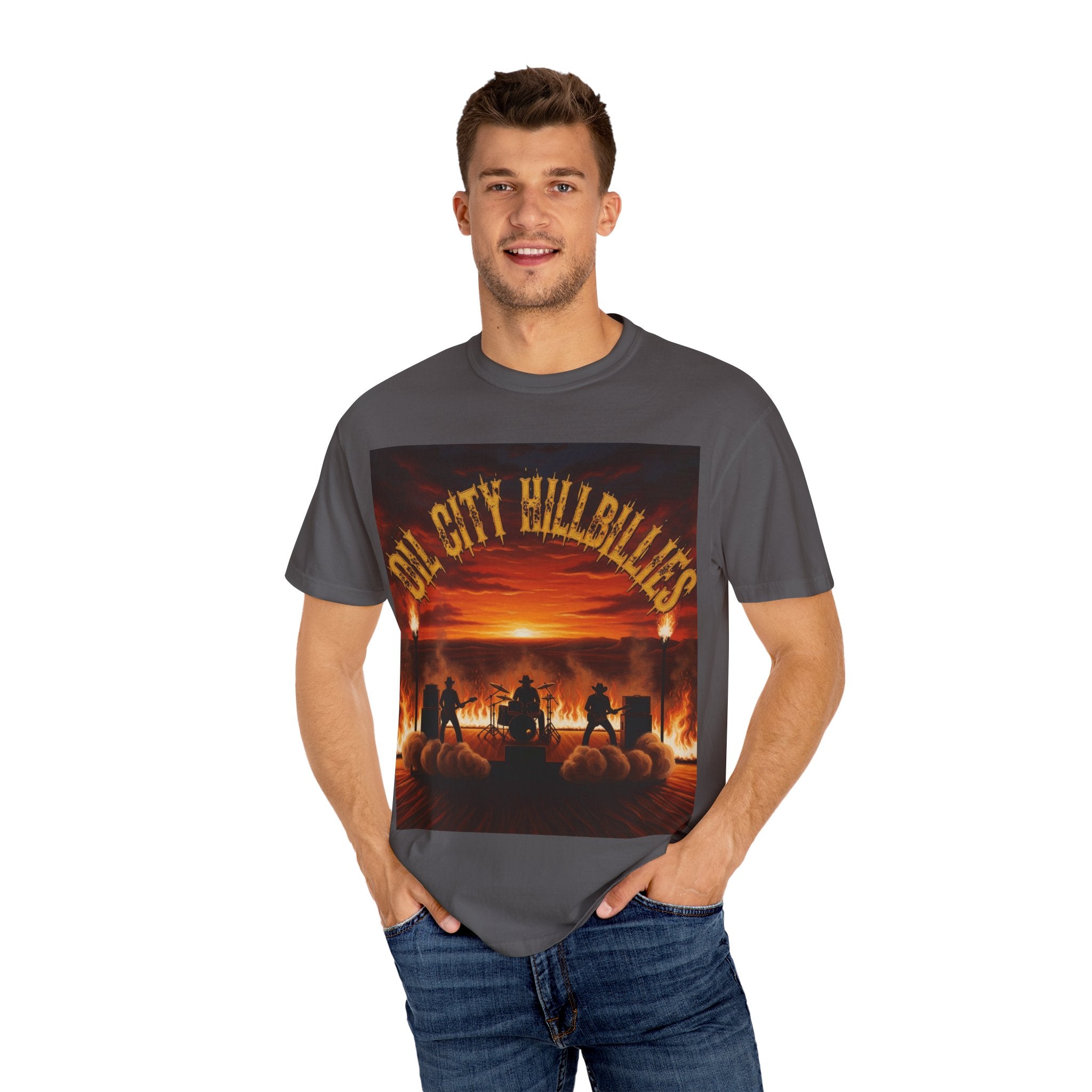 Oil City Hillbillies Sunset Vibe Unisex Tee – Summer Shirt, Festival Fashion, Vintage Graphic Band Tee, Edgy Southern Streetwear