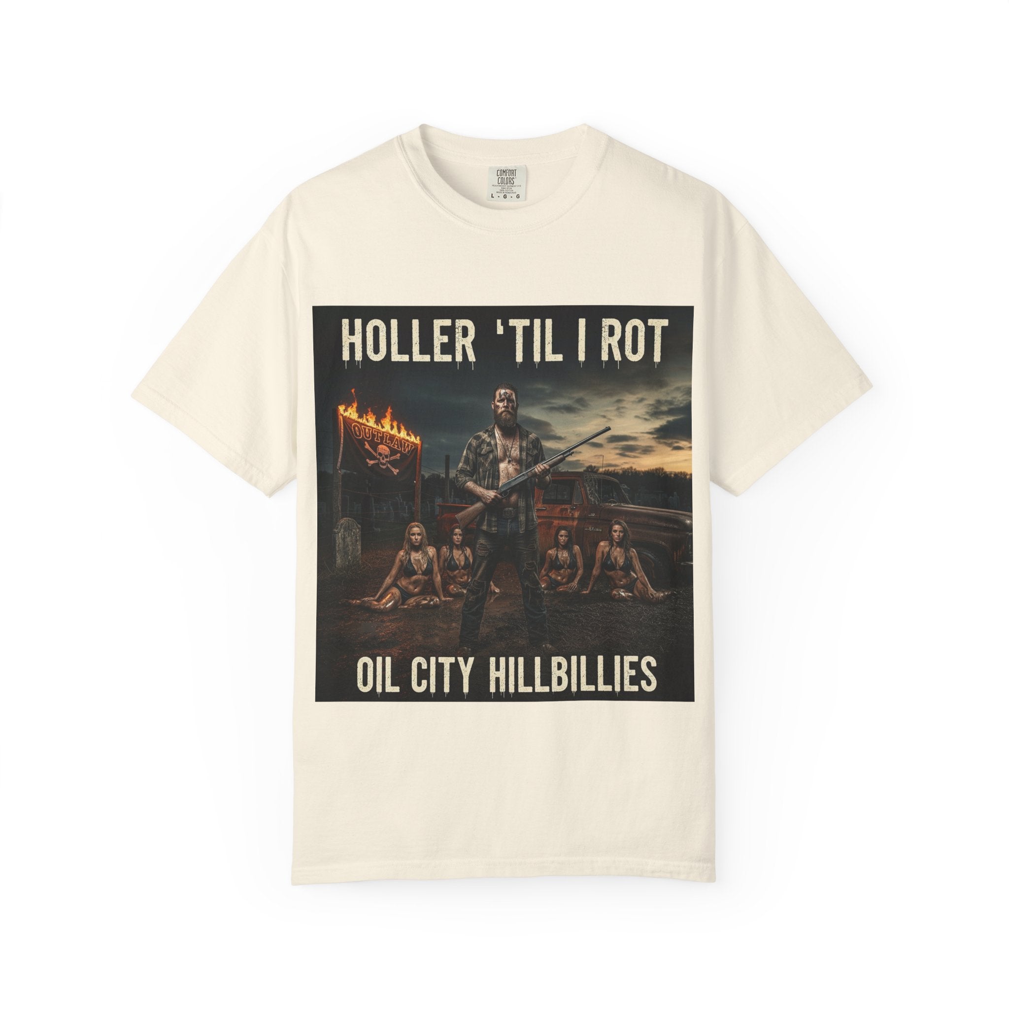 Unisex Graphic Tee - Holler 'Til I Rot, Oil City Hillbillies, Casual Wear, Music Fans, Vintage Style, Great Gift