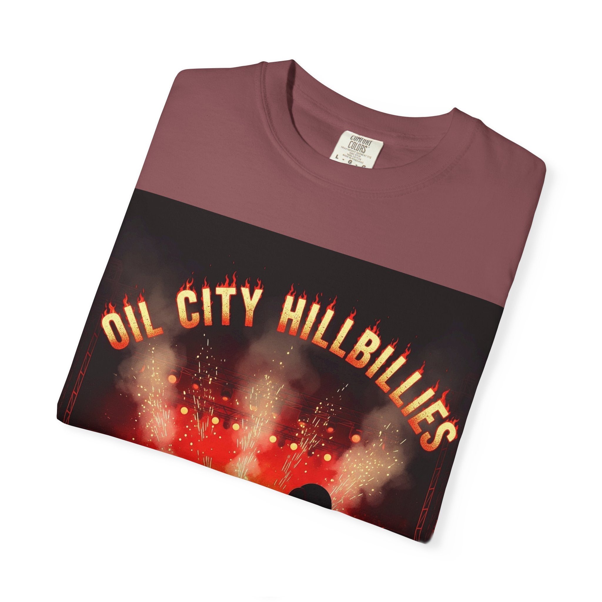 Oil City Hillbillies Concert Tee – Unisex Garment-Dyed T-Shirt, Music Festival Shirt, Country Music Lover Gift, Retro Graphic Band Tee, Southern Outlaw Merch