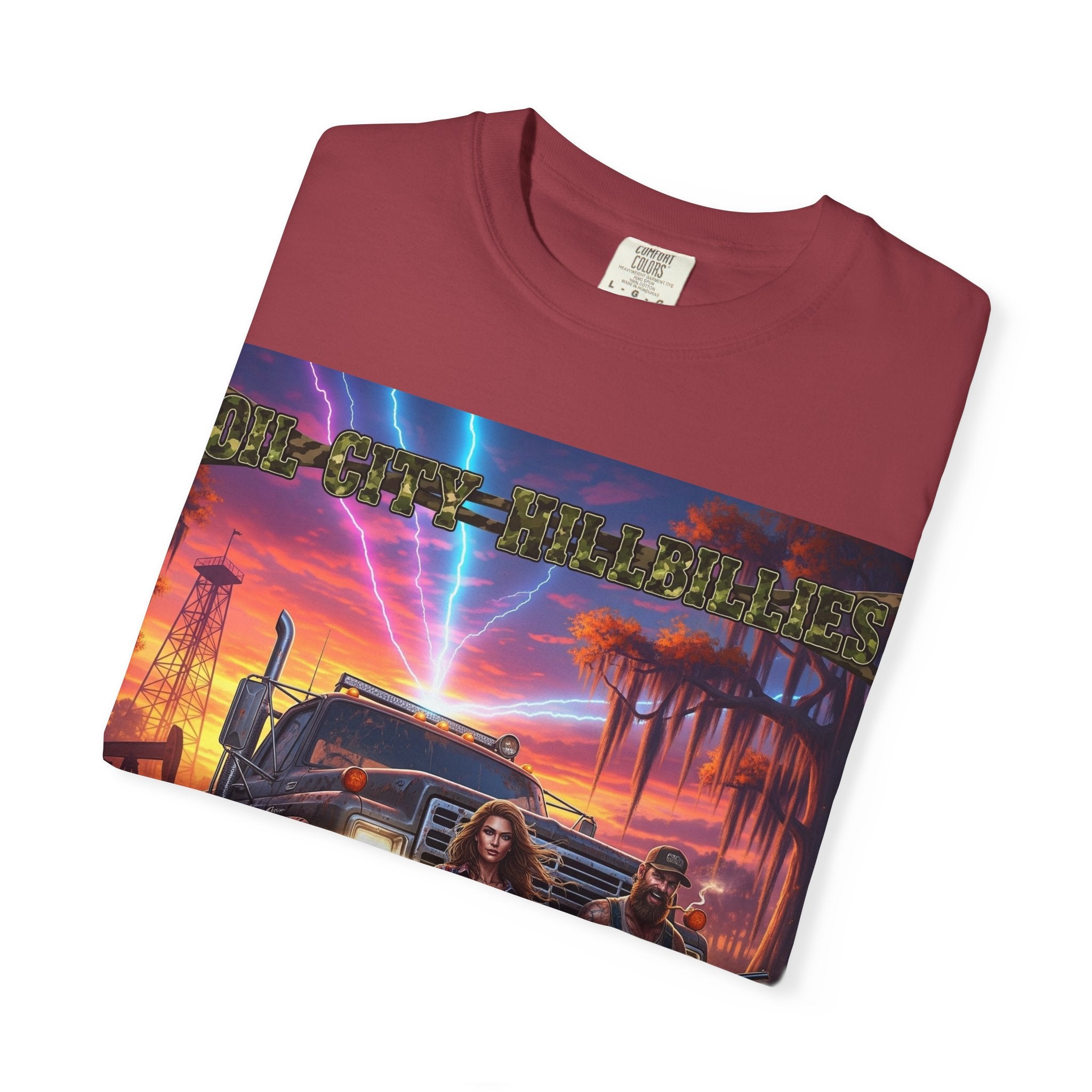 Oil City Hillbillies Adventurous Graphic T-Shirt – Fun Gift for Outdoor Lovers, Summer Vibes, Unisex Casual Wear, Adventure Shirt, Retro Band Tee