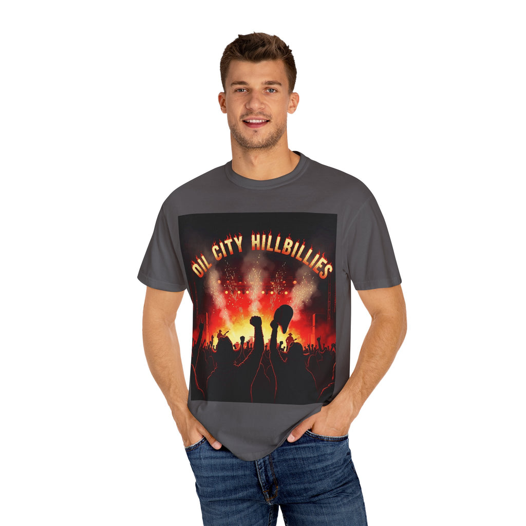 Oil City Hillbillies Concert Tee – Unisex Garment-Dyed T-Shirt, Music Festival Shirt, Country Music Lover Gift, Retro Graphic Band Tee, Southern Outlaw Merch