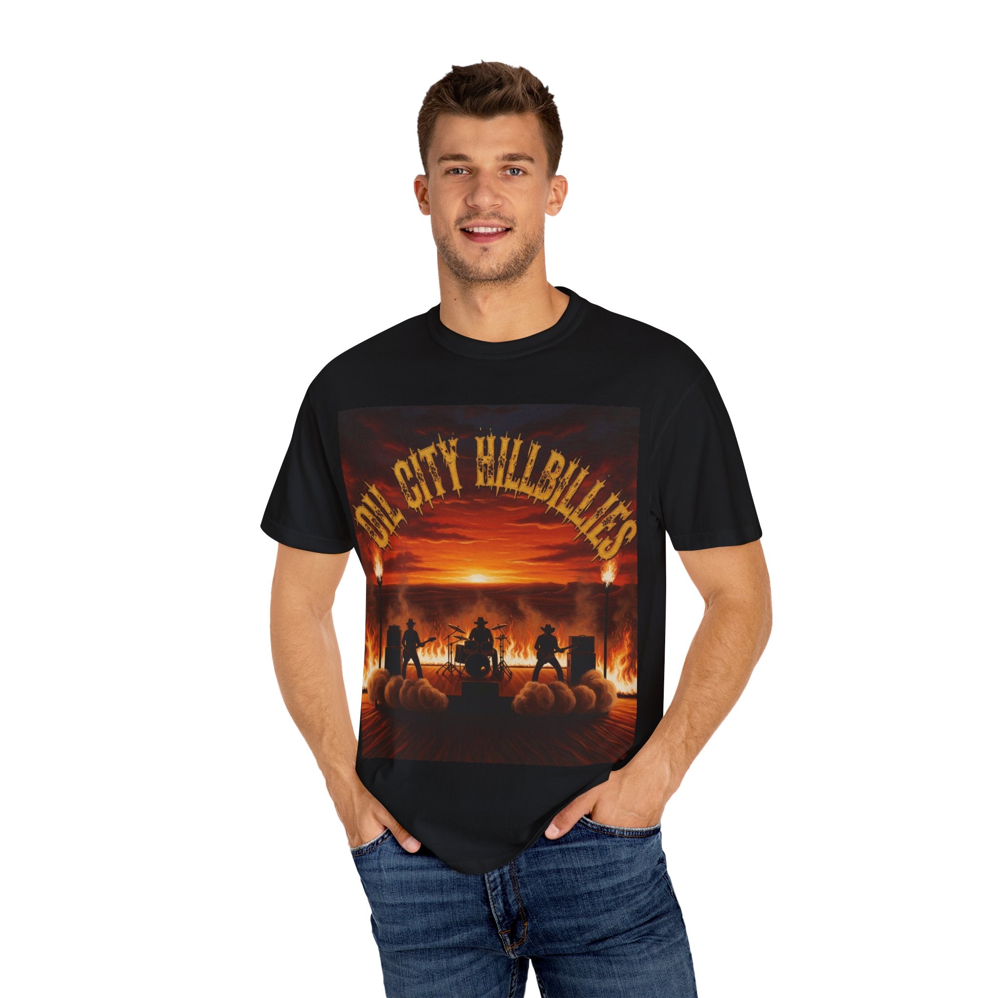 Oil City Hillbillies Sunset Vibe Unisex Tee – Summer Shirt, Festival Fashion, Vintage Graphic Band Tee, Edgy Southern Streetwear