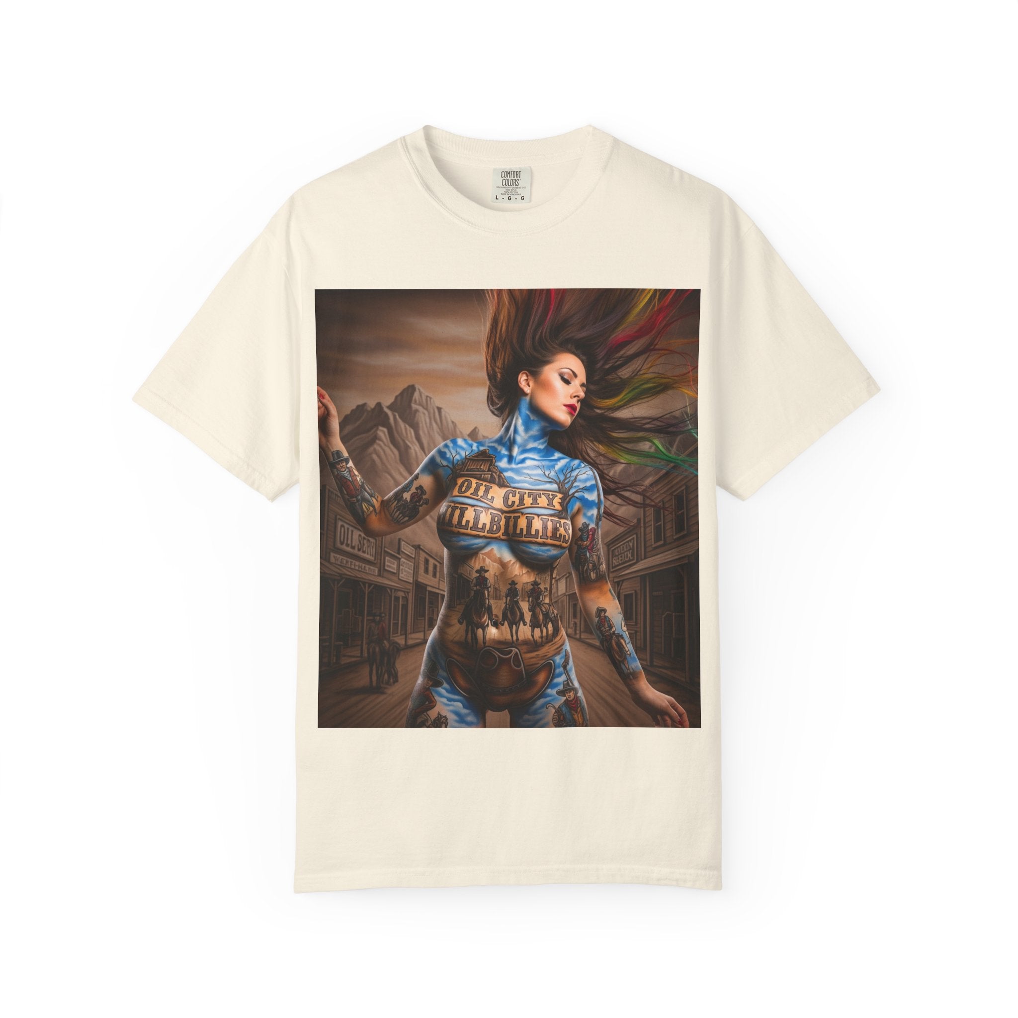 Garment-Dyed Oil City Hillbillies Tee Inspired by Southern Roots and Backwoods Culture, Bohemian T-shirt for Music Festivals, Artistic Outlaw Fashion Statement, Perfect Gift for Fans