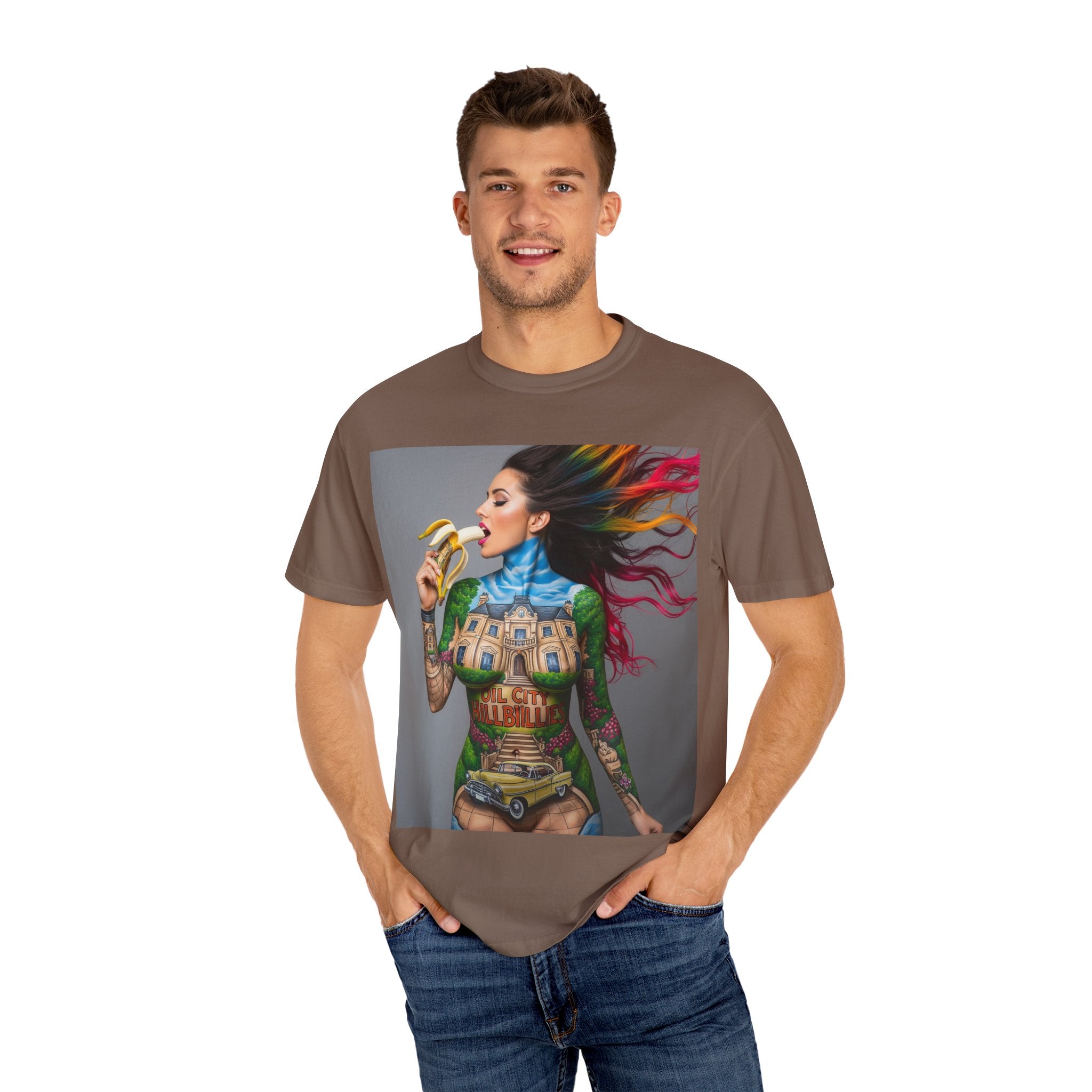Vibrant Art Tee, Unisex Garment-Dyed T-shirt, Bohemian Style Shirt, Unique Gift, Festival Wear, Artistic Apparel