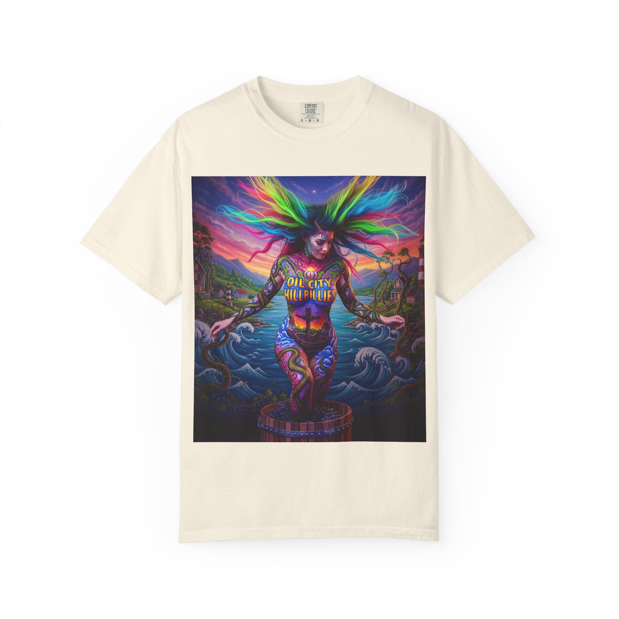 Vibrant Art T-Shirt, Oil City Hillbillies Colorful Graphic Tee, Unisex Gift, Casual Wear, Festival Shirt, Bohemian Style Apparel