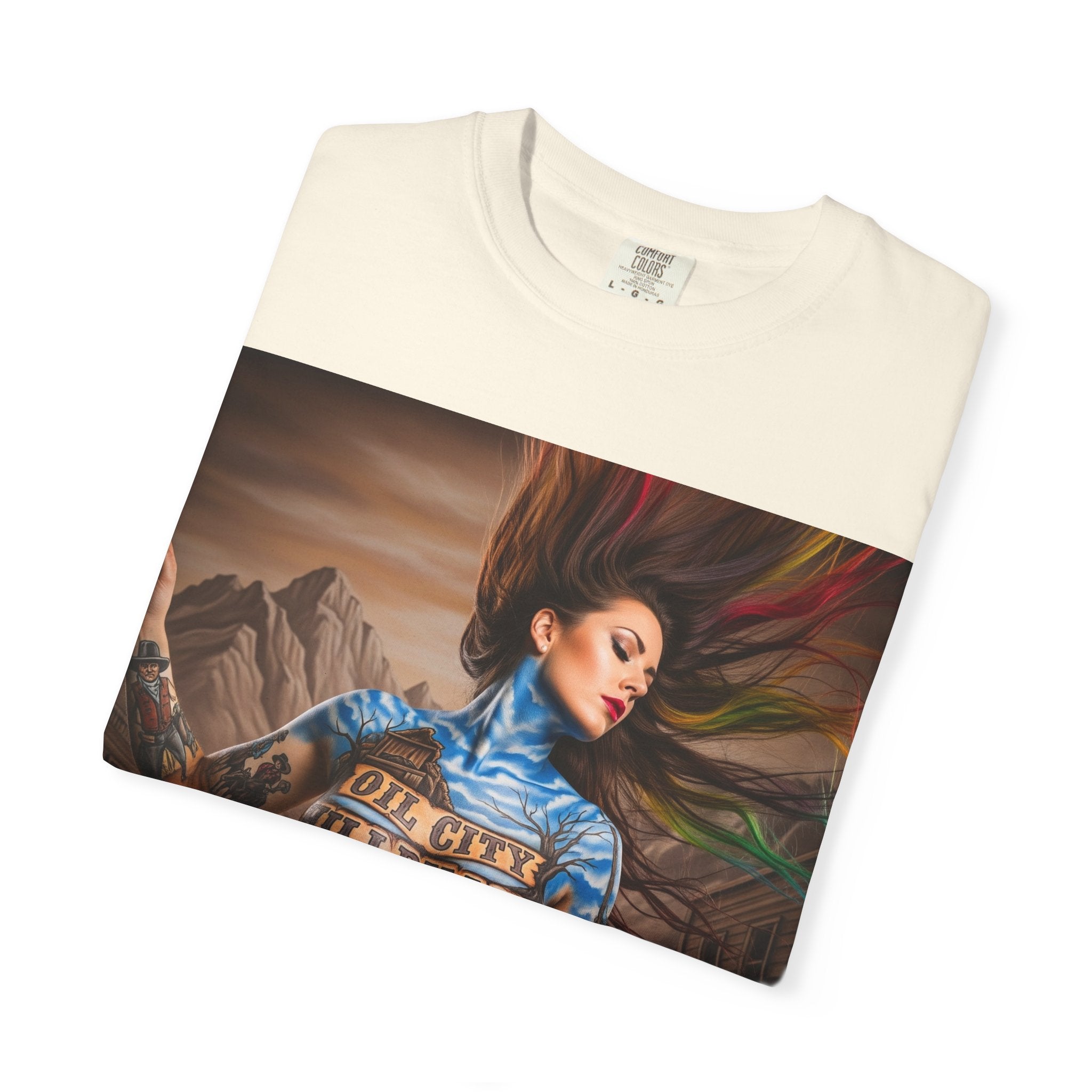 Garment-Dyed Oil City Hillbillies Tee Inspired by Southern Roots and Backwoods Culture, Bohemian T-shirt for Music Festivals, Artistic Outlaw Fashion Statement, Perfect Gift for Fans