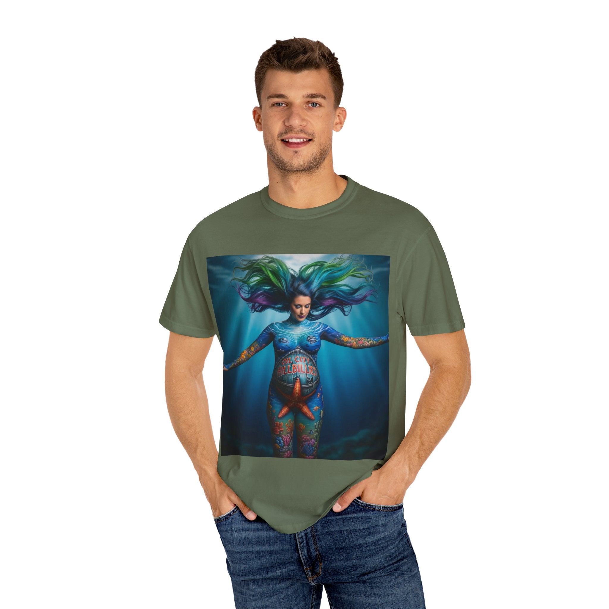 Garment-Dyed Oil City Hillbillies Tee Inspired by Southern Roots and Backwoods Culture, Bohemian T-shirt for Music Festivals, Artistic Outlaw Fashion Statement, Perfect Gift for Fans