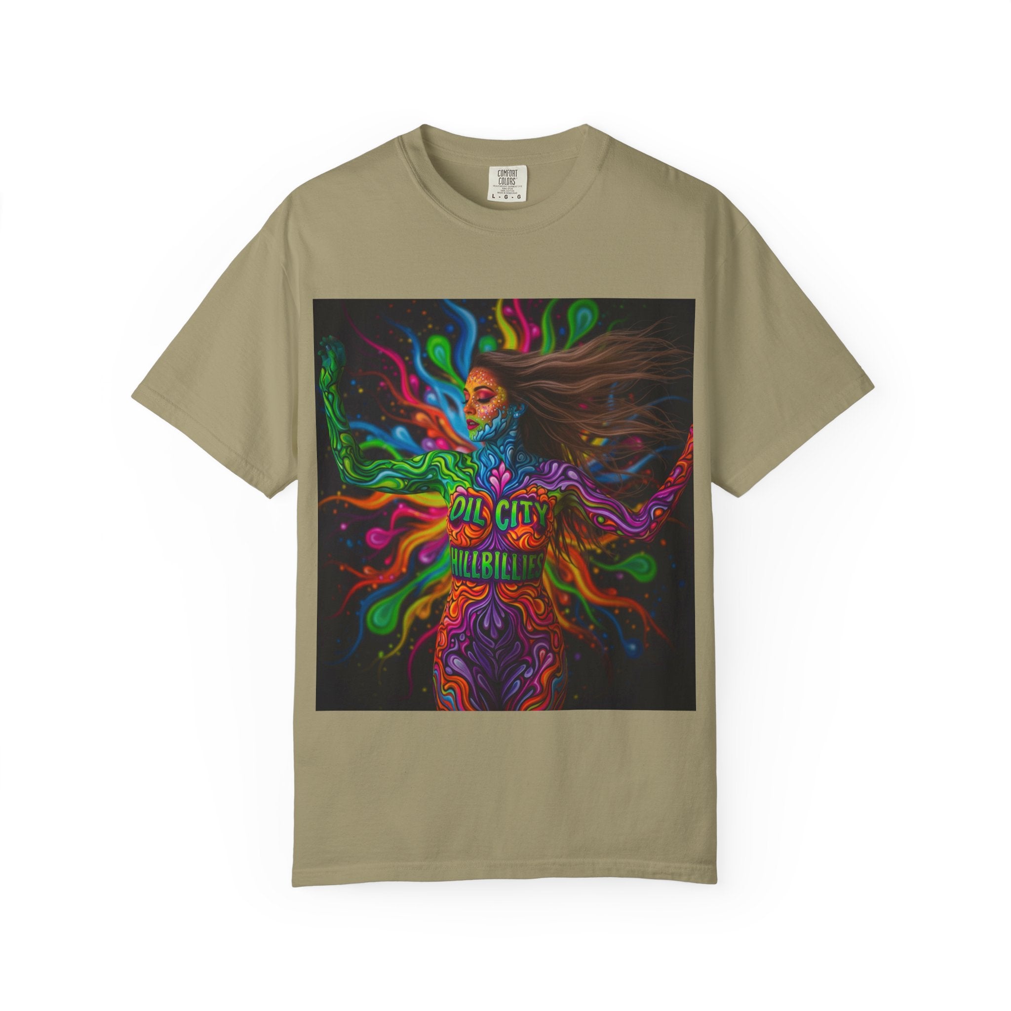 Garment-Dyed Oil City Hillbillies Tee Inspired by Southern Roots and Backwoods Culture, Bohemian T-shirt for Music Festivals, Artistic Outlaw Fashion Statement, Perfect Gift for Fans