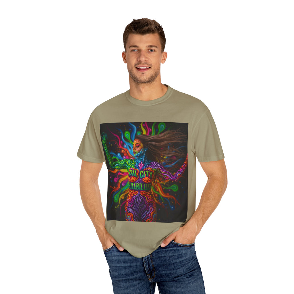 Garment-Dyed Oil City Hillbillies Tee Inspired by Southern Roots and Backwoods Culture, Bohemian T-shirt for Music Festivals, Artistic Outlaw Fashion Statement, Perfect Gift for Fans