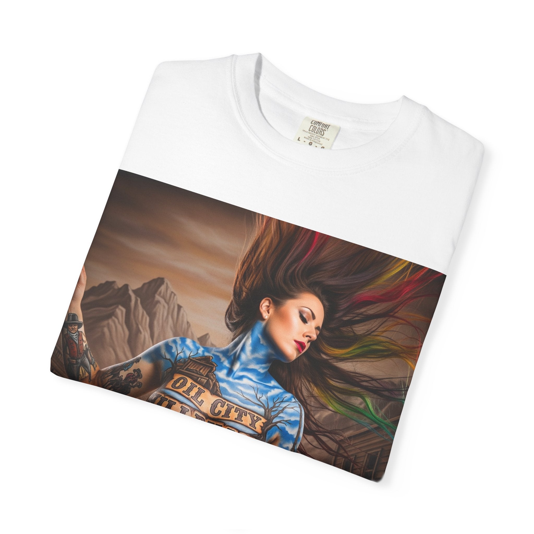 Garment-Dyed Oil City Hillbillies Tee Inspired by Southern Roots and Backwoods Culture, Bohemian T-shirt for Music Festivals, Artistic Outlaw Fashion Statement, Perfect Gift for Fans