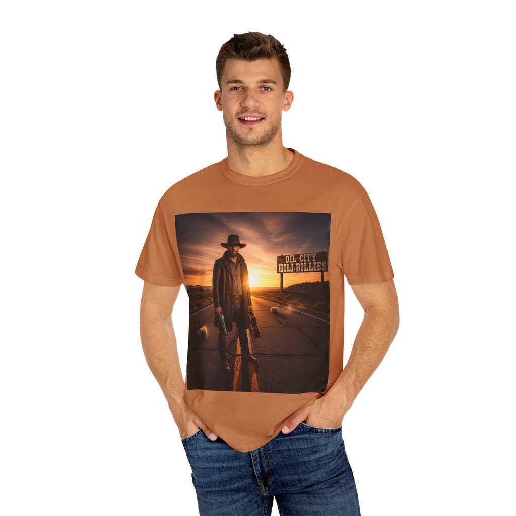 OCH Sunset Cowboy Graphic T-Shirt – Western Style Tee, Gift for Outlaw Country Fans, Casual Wear, Adventure Apparel, Unisex Fashion