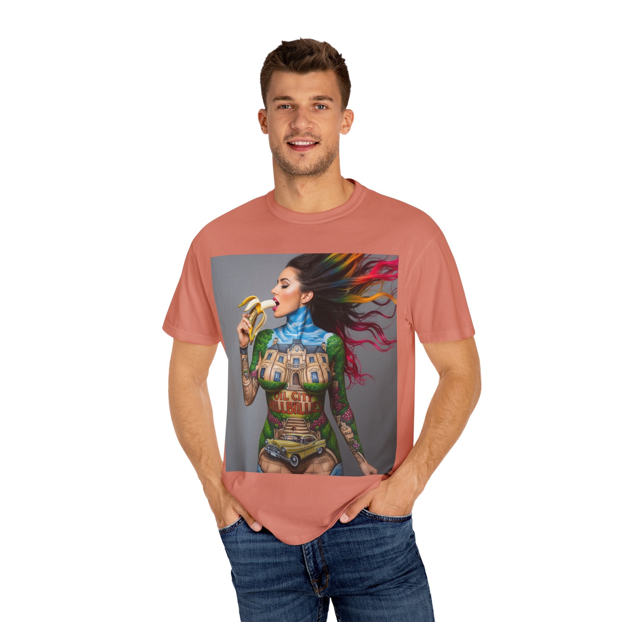 Vibrant Art Tee, Unisex Garment-Dyed T-shirt, Bohemian Style Shirt, Unique Gift, Festival Wear, Artistic Apparel
