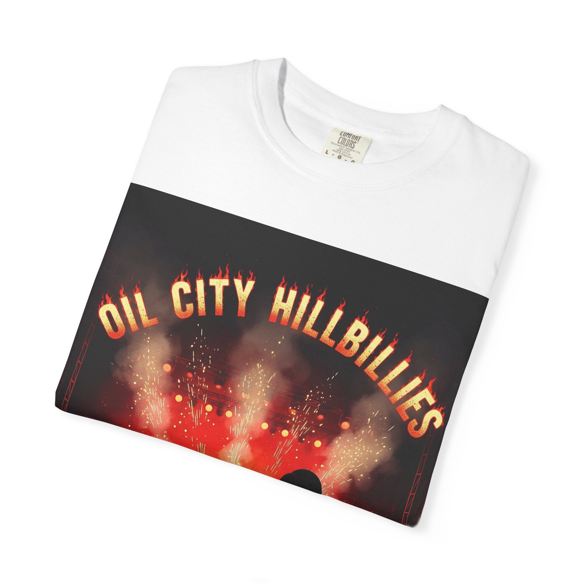 Oil City Hillbillies Concert Tee – Unisex Garment-Dyed T-Shirt, Music Festival Shirt, Country Music Lover Gift, Retro Graphic Band Tee, Southern Outlaw Merch