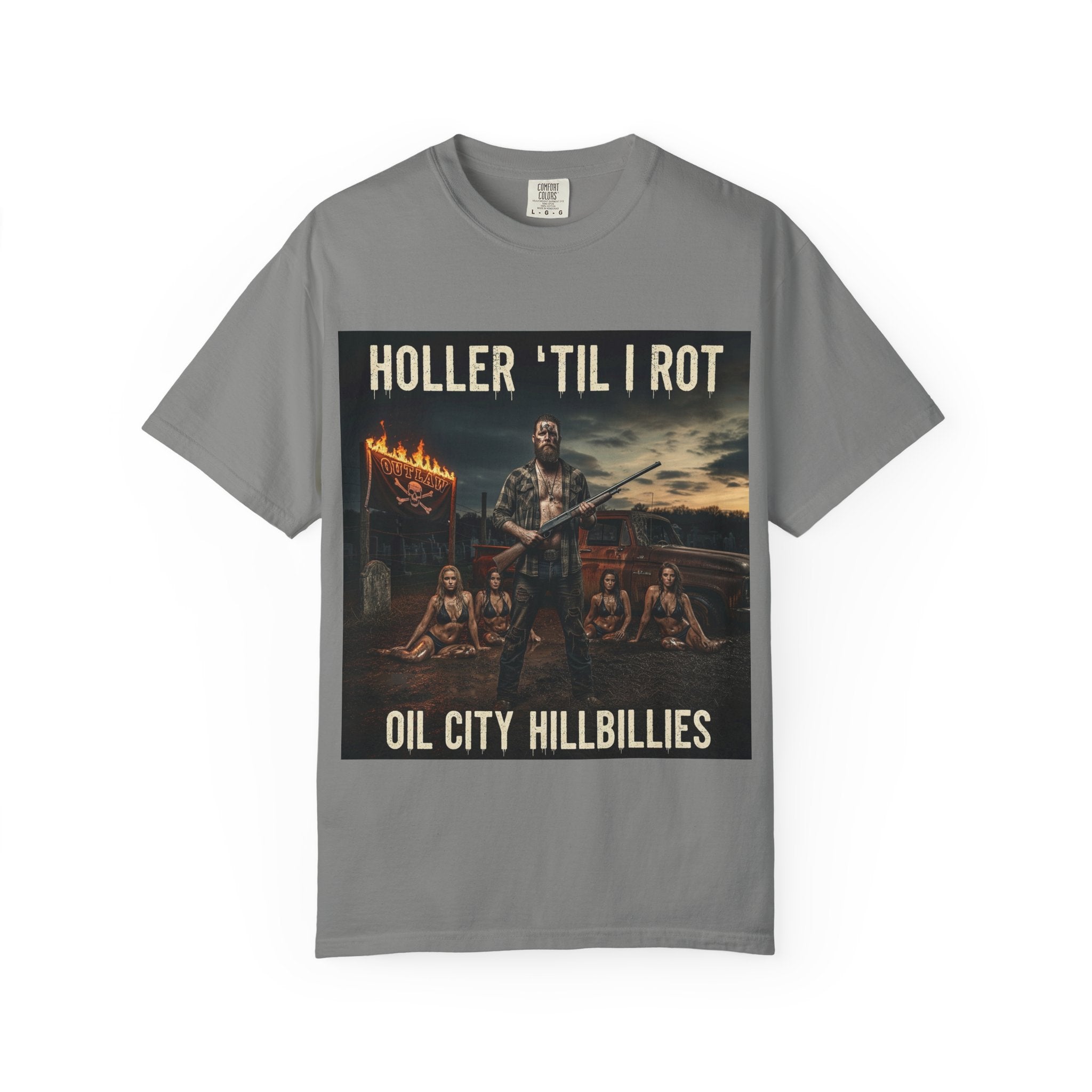 Unisex Graphic Tee - Holler 'Til I Rot, Oil City Hillbillies, Casual Wear, Music Fans, Vintage Style, Great Gift