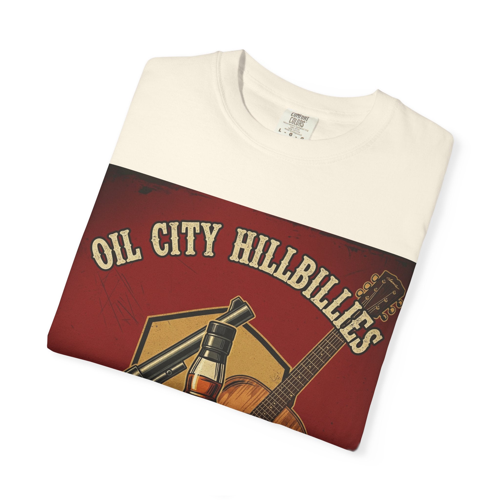 Oil City Hillbillies Whiskey-Themed T-Shirt – Rustic Style Shirt, Gift for Outlaw Country Fans, Casual Wear, Unisex Graphic Band Tee