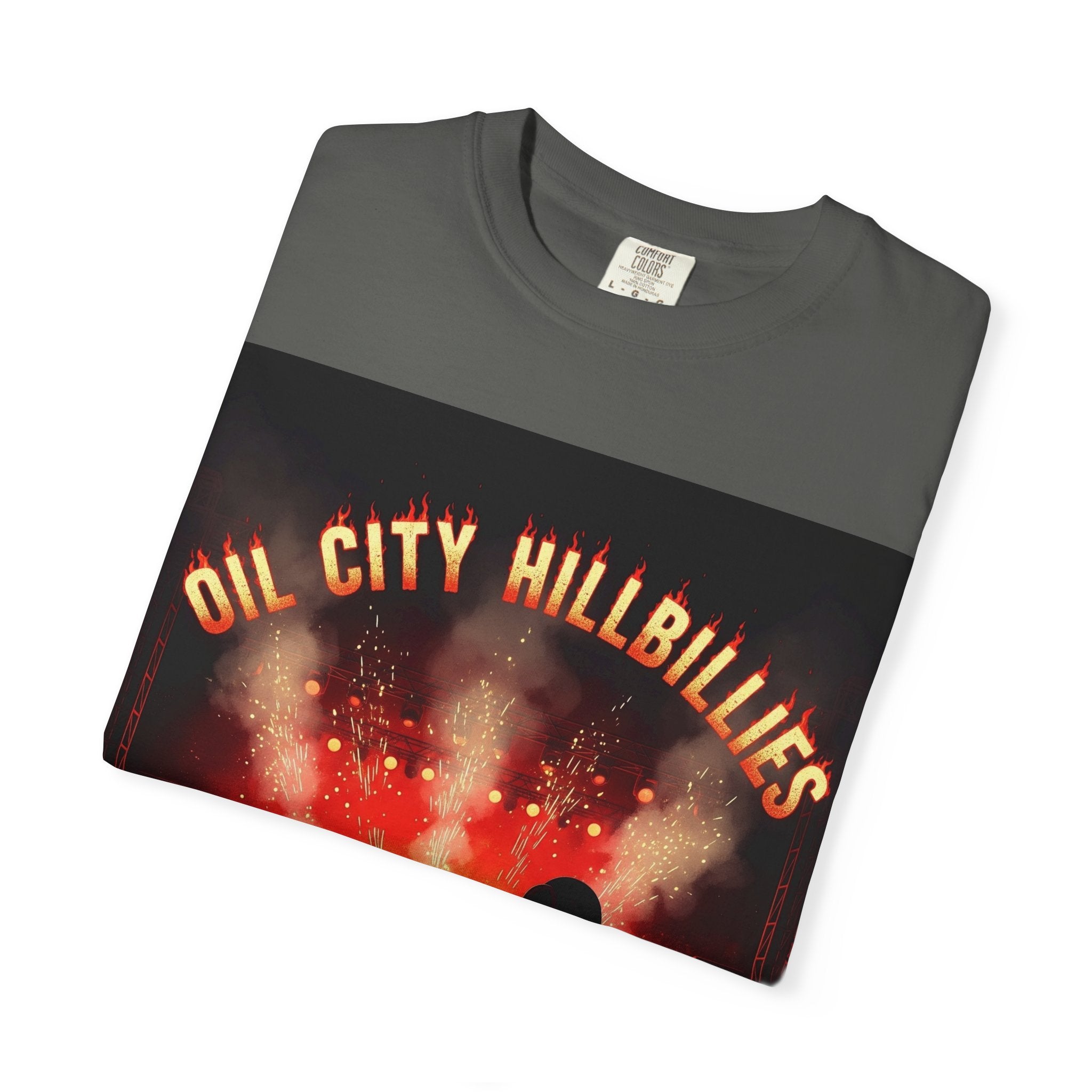 Oil City Hillbillies Concert Tee – Unisex Garment-Dyed T-Shirt, Music Festival Shirt, Country Music Lover Gift, Retro Graphic Band Tee, Southern Outlaw Merch
