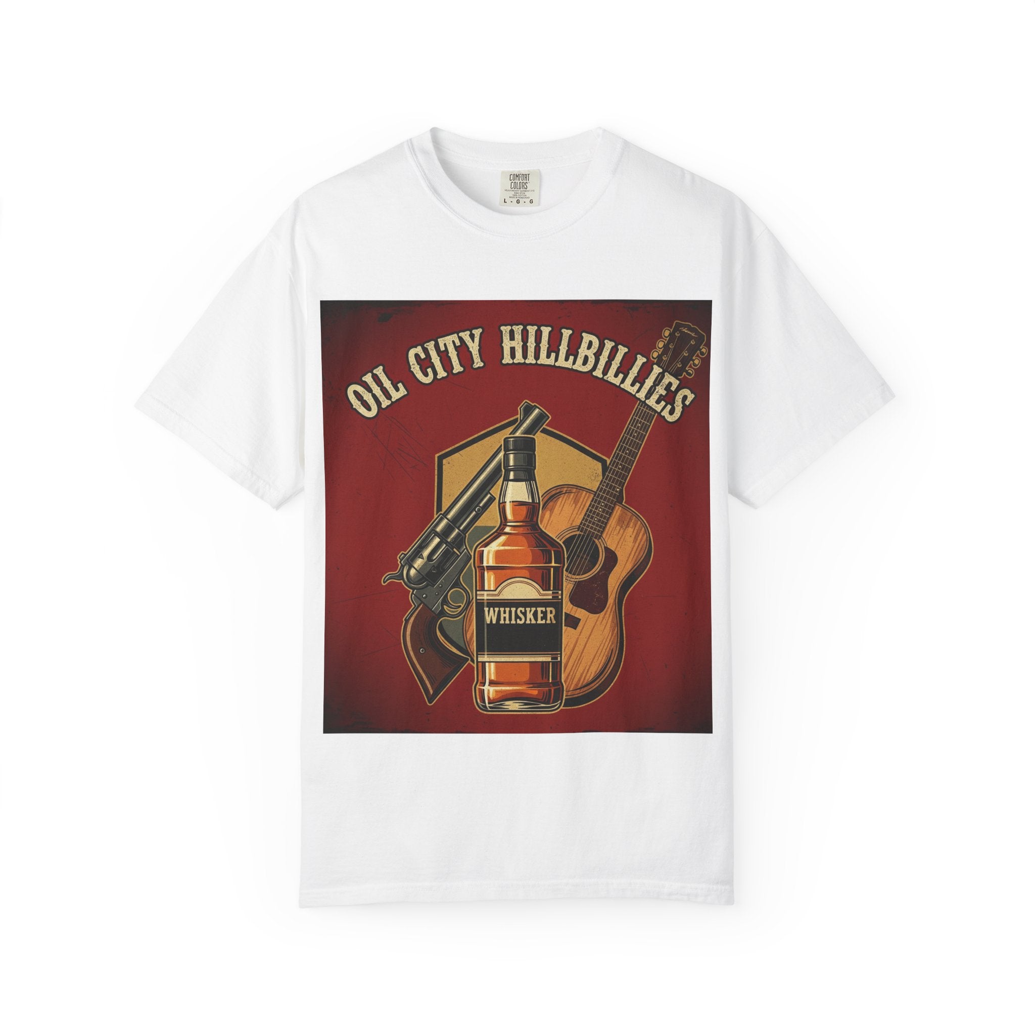 Oil City Hillbillies Whiskey-Themed T-Shirt – Rustic Style Shirt, Gift for Outlaw Country Fans, Casual Wear, Unisex Graphic Band Tee