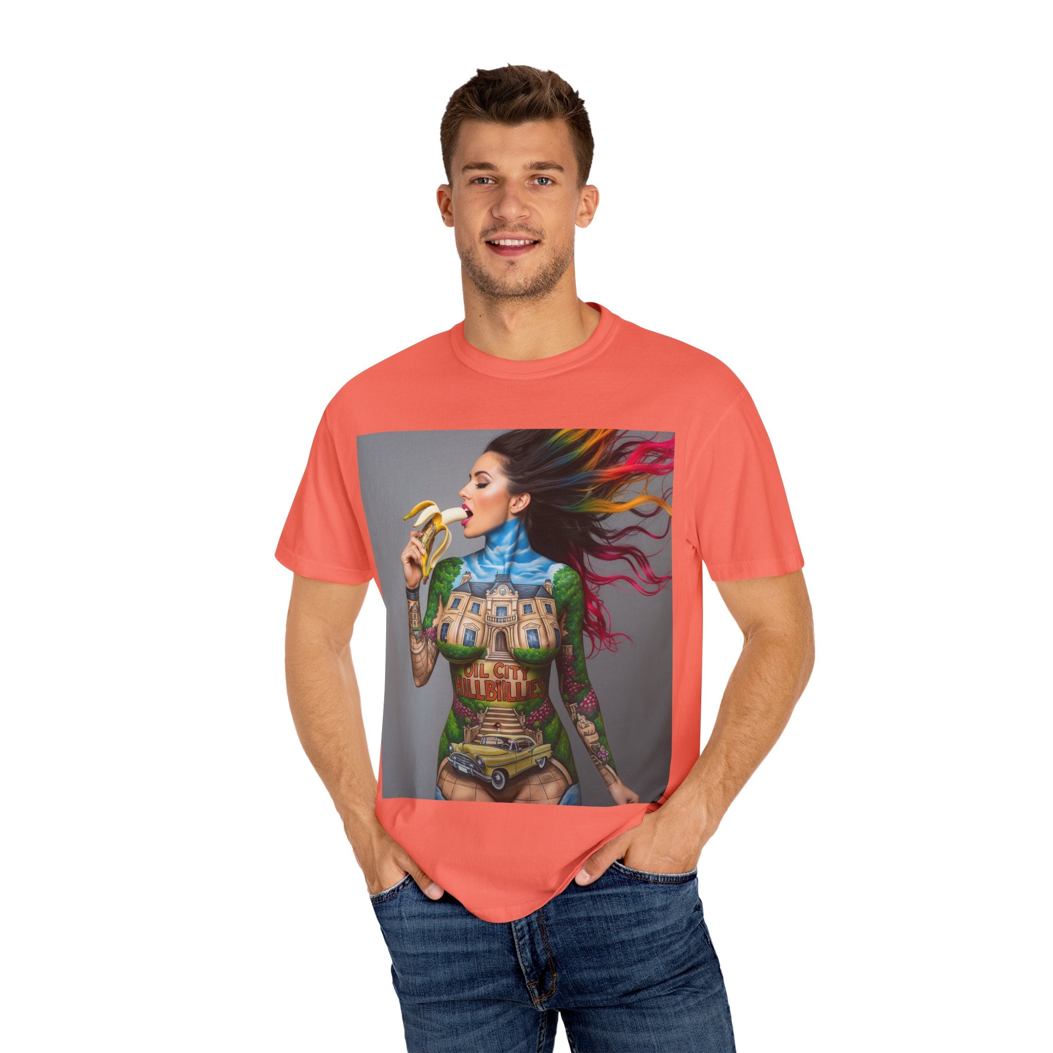 Vibrant Art Tee, Unisex Garment-Dyed T-shirt, Bohemian Style Shirt, Unique Gift, Festival Wear, Artistic Apparel