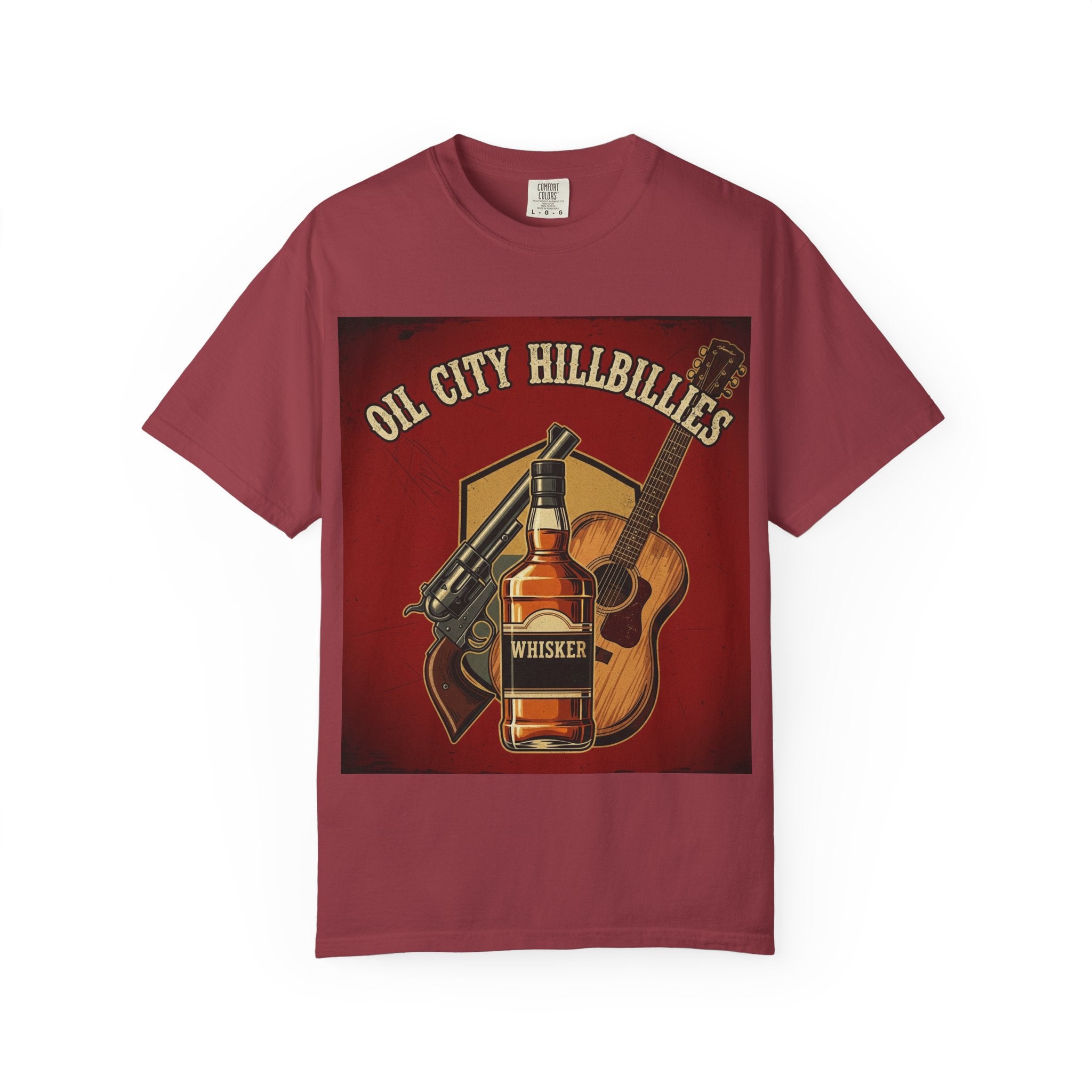 Oil City Hillbillies Whiskey-Themed T-Shirt – Rustic Style Shirt, Gift for Outlaw Country Fans, Casual Wear, Unisex Graphic Band Tee
