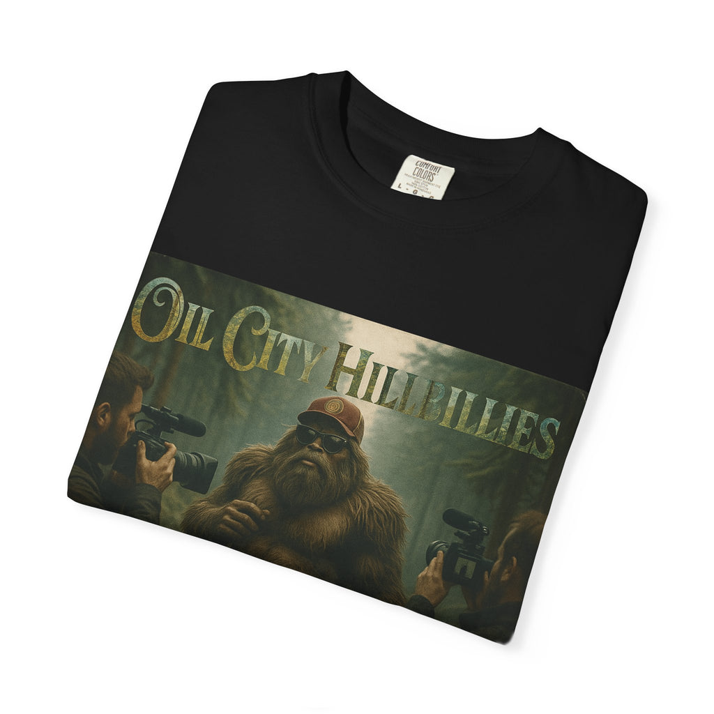 Oil City Hillbillies Unisex T-Shirt, Vintage Style Tee, Bigfoot Humor, Casual Wear, Gift for Nature Lovers, Fun Weekend Shirt