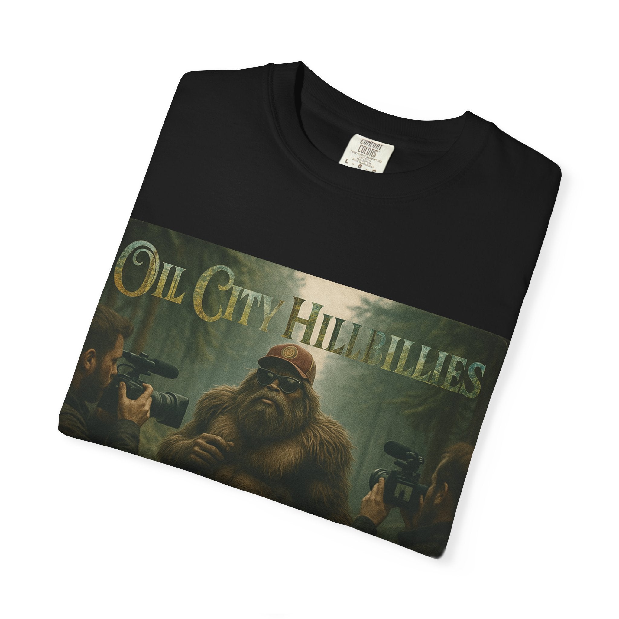 Oil City Hillbillies Unisex T-Shirt, Vintage Style Tee, Bigfoot Humor, Casual Wear, Gift for Nature Lovers, Fun Weekend Shirt