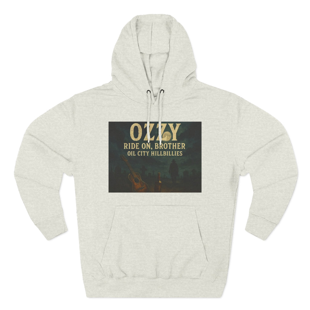 Ozzy-Inspired Oil City Hillbillies Three-Panel Fleece Hoodie, Cozy Layer for Music Lovers, Perfect Gift for Concert Goers, Ideal for Casual Outings, Great for Rock & Country Fans