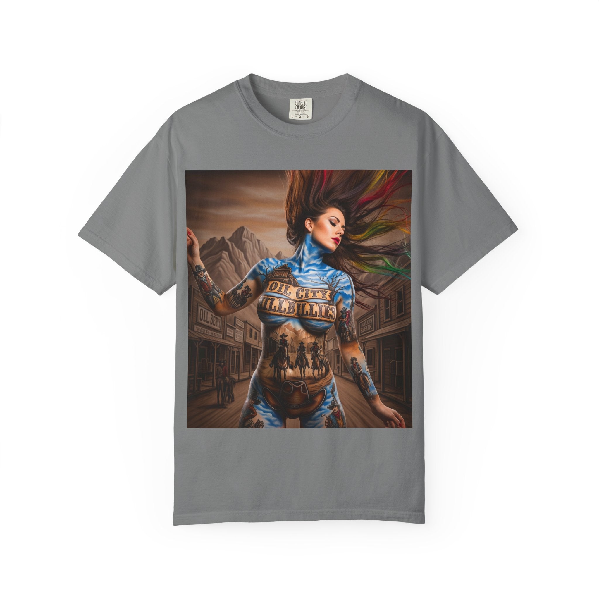 Garment-Dyed Oil City Hillbillies Tee Inspired by Southern Roots and Backwoods Culture, Bohemian T-shirt for Music Festivals, Artistic Outlaw Fashion Statement, Perfect Gift for Fans