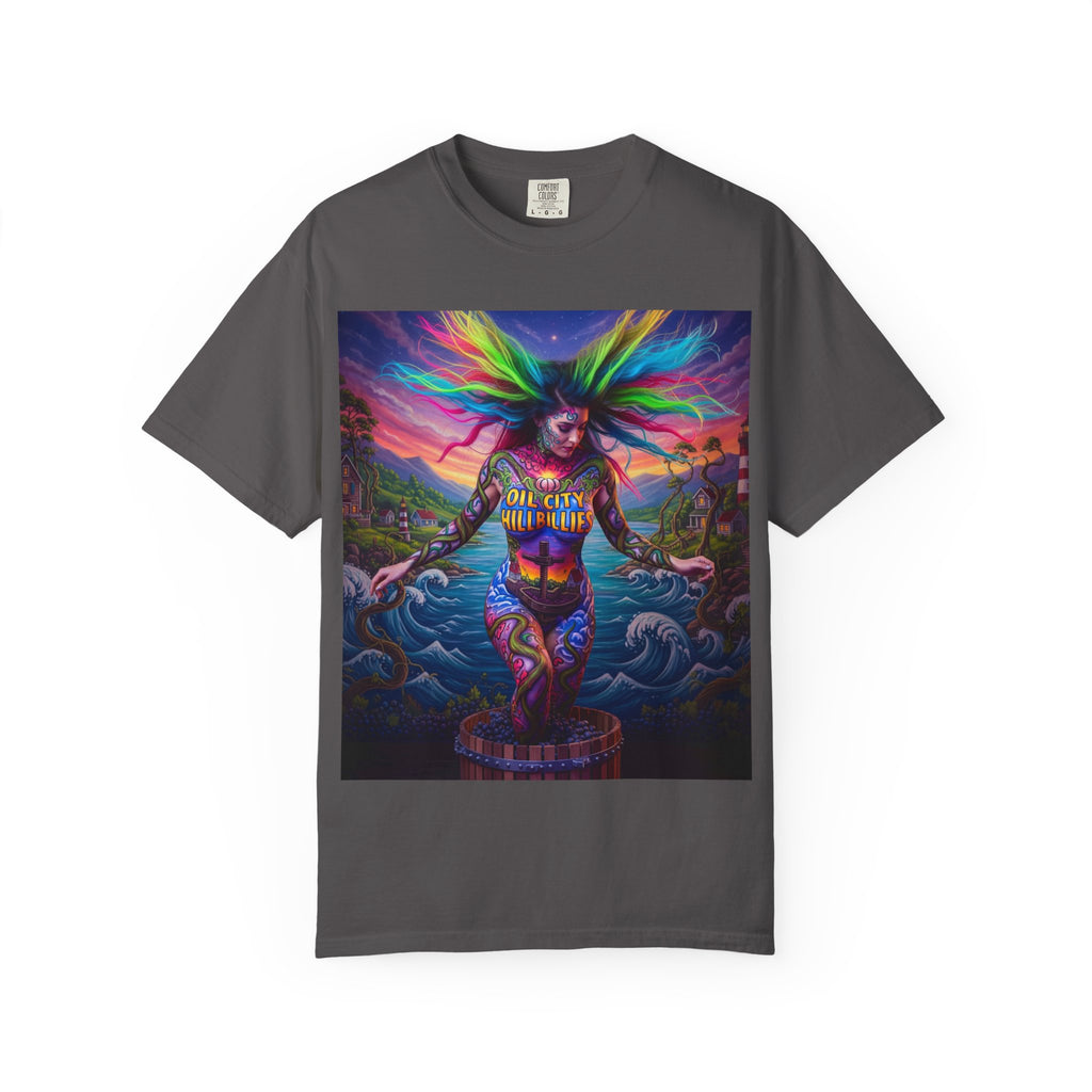 Vibrant Art T-Shirt, Oil City Hillbillies Colorful Graphic Tee, Unisex Gift, Casual Wear, Festival Shirt, Bohemian Style Apparel