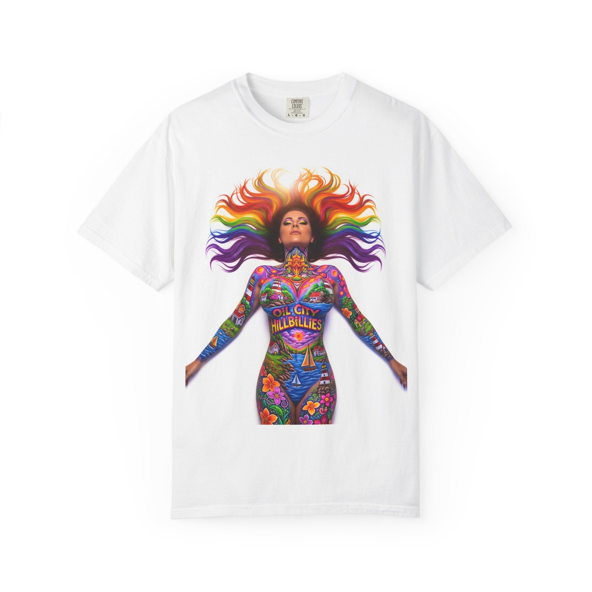 Oil City Hillbillies Full Body Art – Colorful Empowerment T-Shirt, Vibrant Art Tee, Unisex Graphic Shirt, Festival Wear, Pride Apparel, Gift for Artists