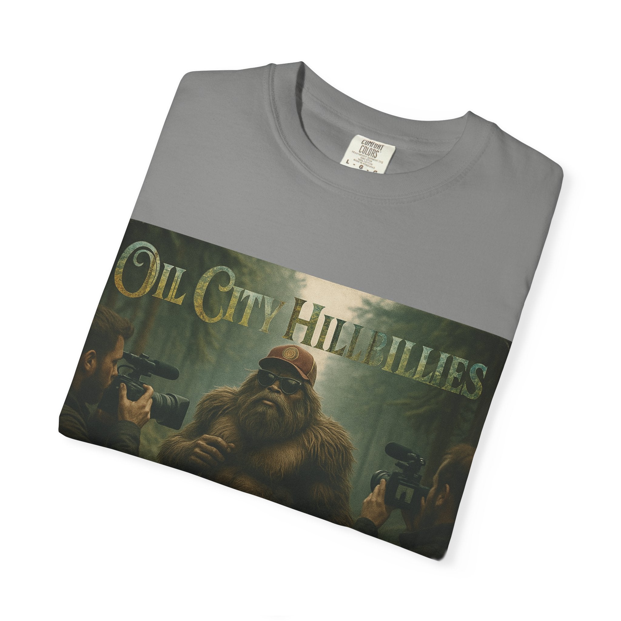 Oil City Hillbillies Unisex T-Shirt, Vintage Style Tee, Bigfoot Humor, Casual Wear, Gift for Nature Lovers, Fun Weekend Shirt