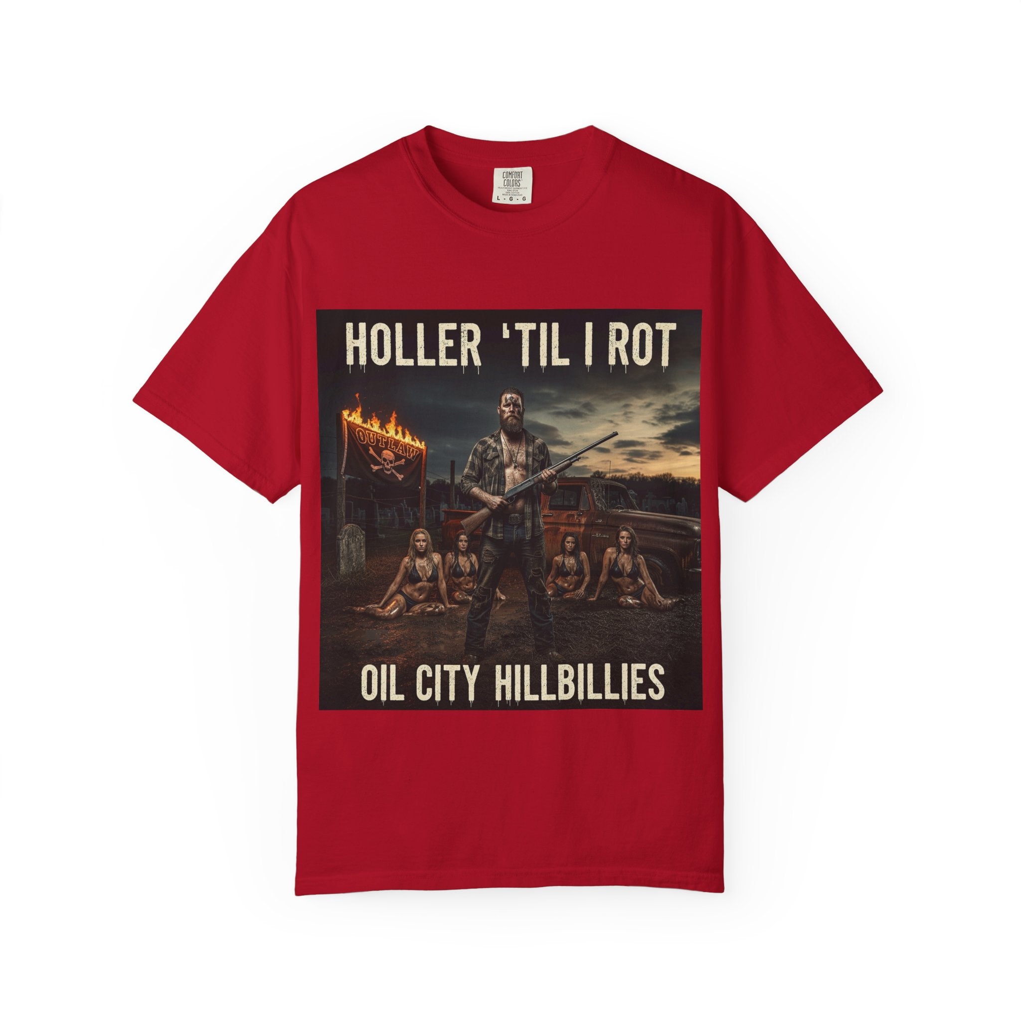 Unisex Graphic Tee - Holler 'Til I Rot, Oil City Hillbillies, Casual Wear, Music Fans, Vintage Style, Great Gift