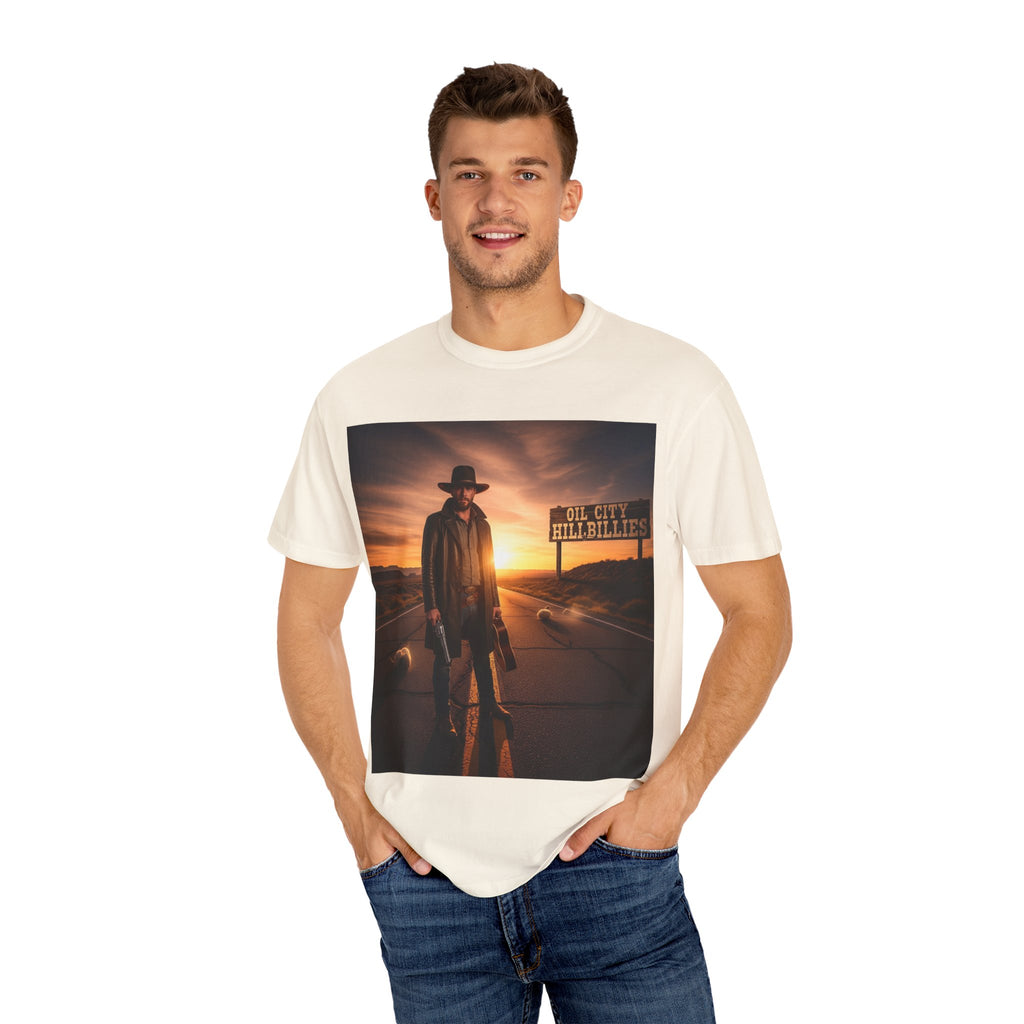 OCH Sunset Cowboy Graphic T-Shirt – Western Style Tee, Gift for Outlaw Country Fans, Casual Wear, Adventure Apparel, Unisex Fashion