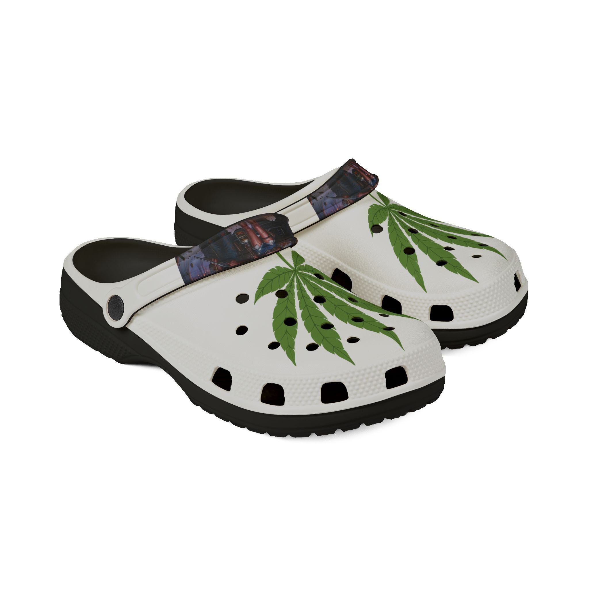"OC Hillbillies Blaze Trail Clogs - Official Swag with Marijuana Leaf Design"