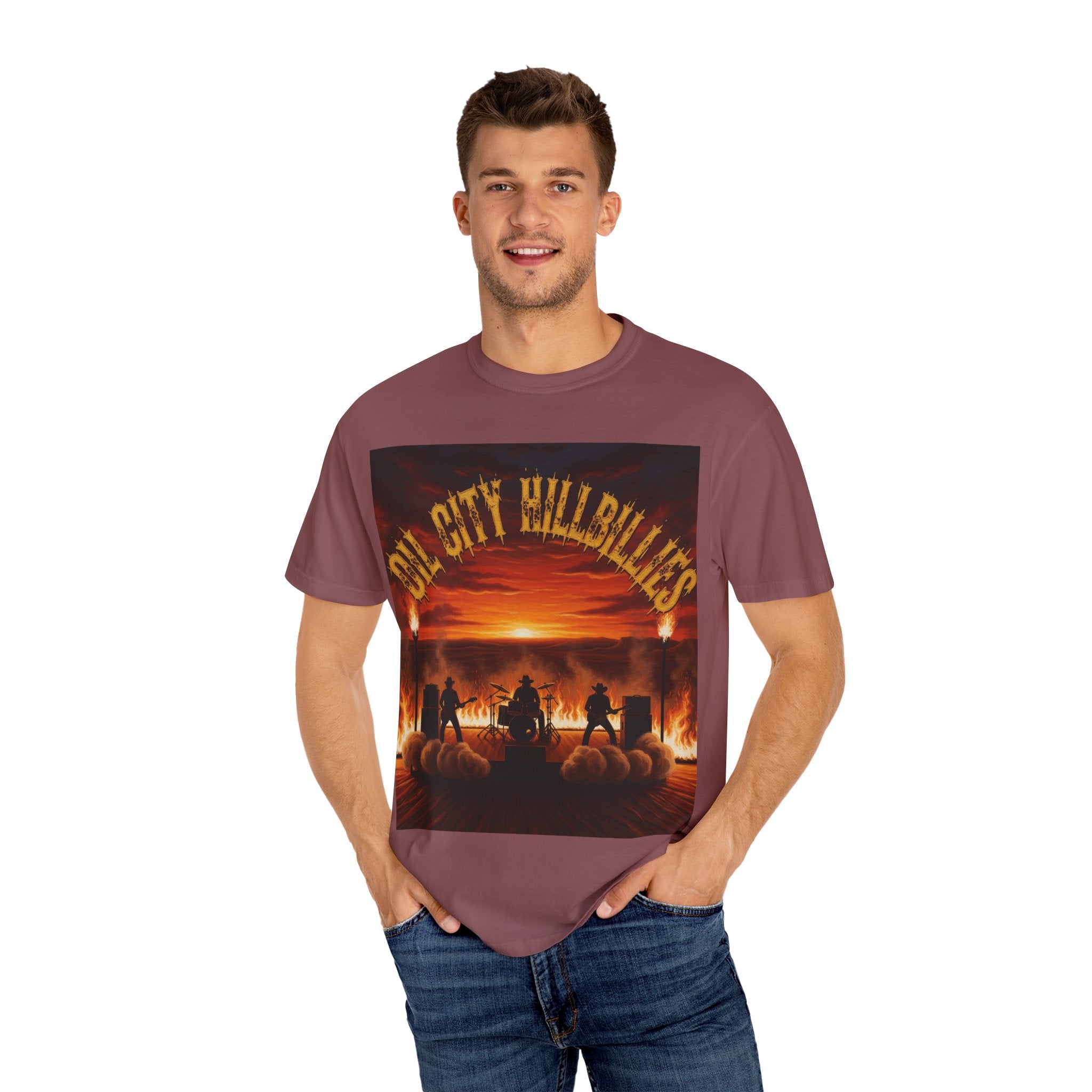 Oil City Hillbillies Sunset Vibe Unisex Tee – Summer Shirt, Festival Fashion, Vintage Graphic Band Tee, Edgy Southern Streetwear