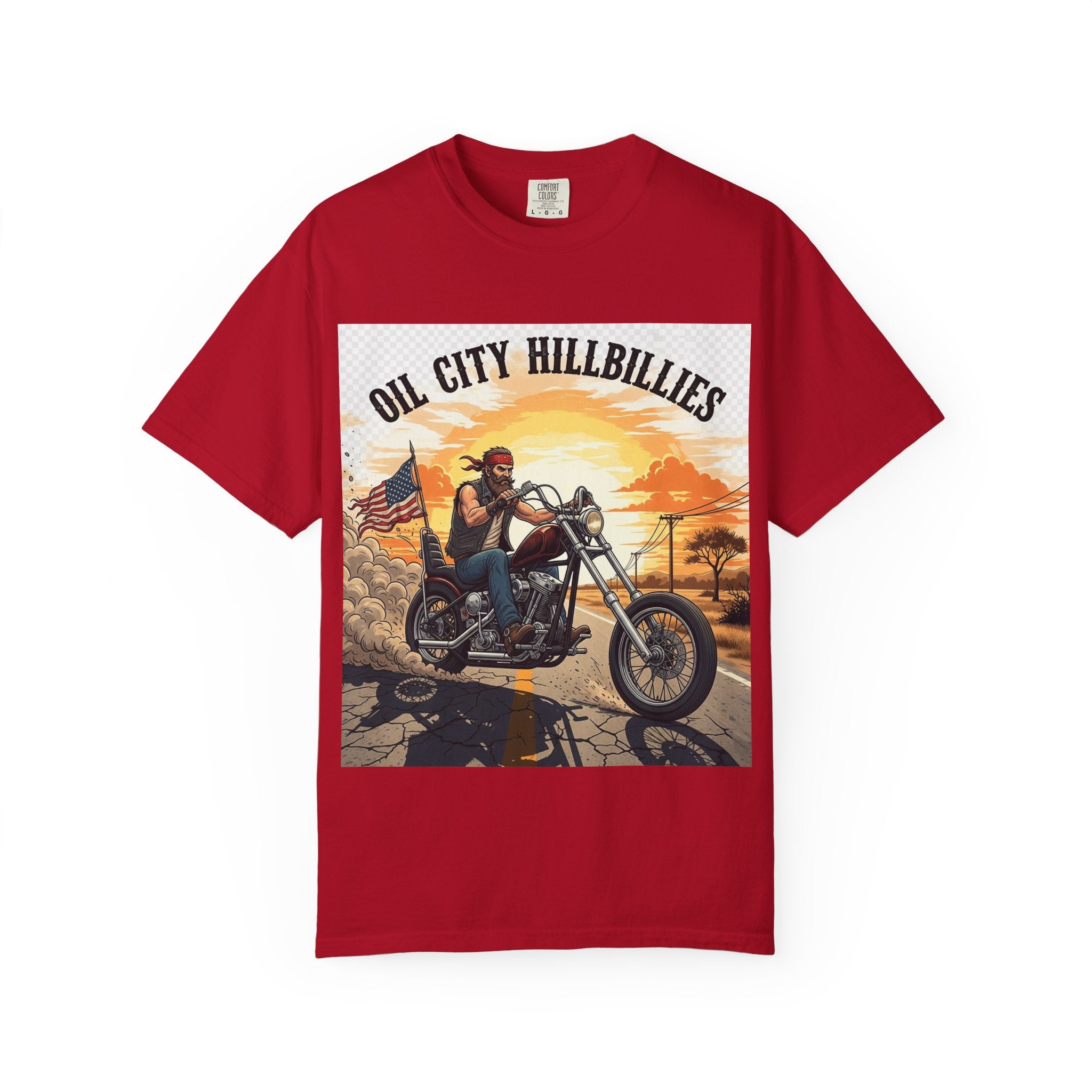Oil City Hillbillies Motorcycle T-Shirt, Unisex Garment-Dyed Tee for Bikers, Vintage Style Gift, Casual Wear, Adventure Shirt