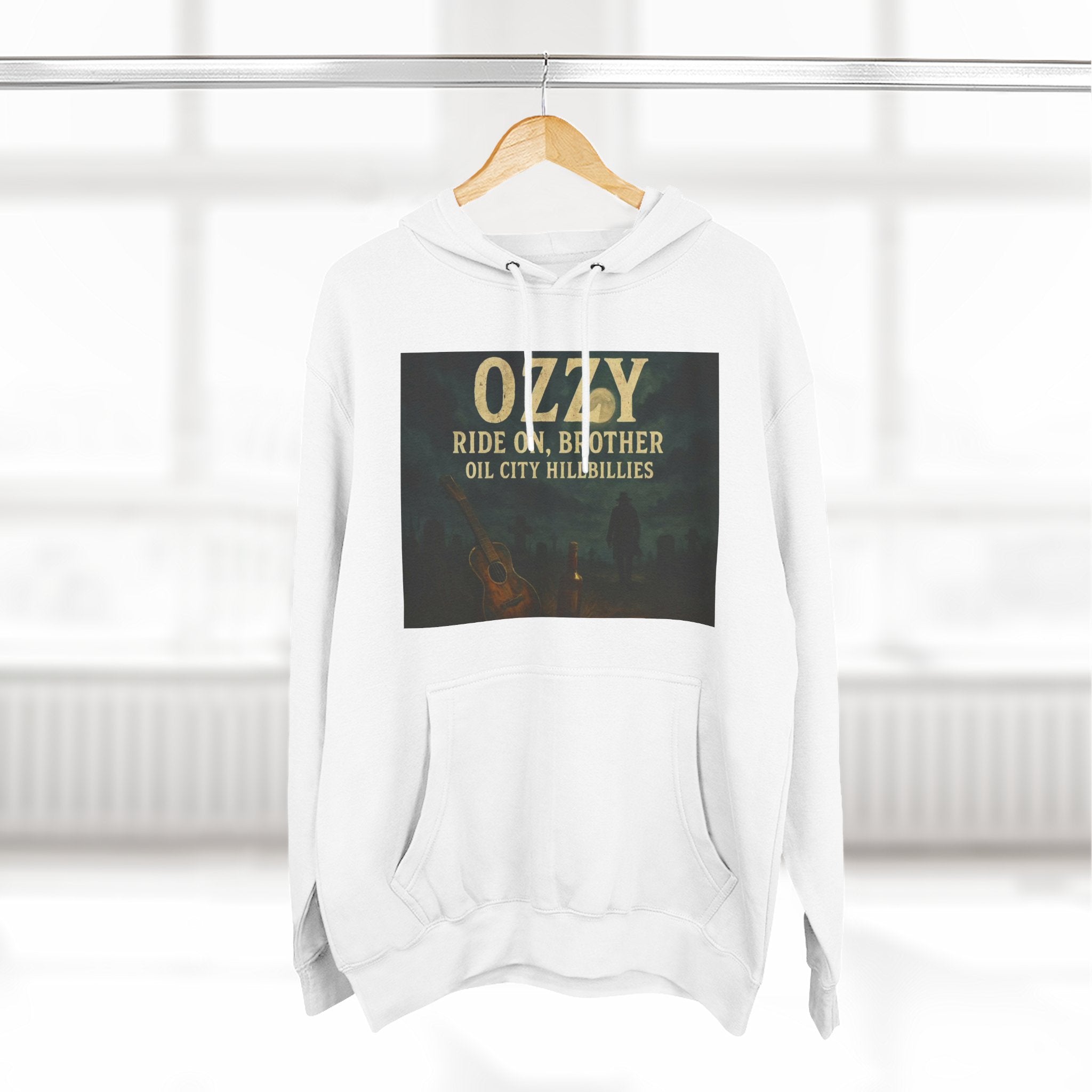 Ozzy-Inspired Oil City Hillbillies Three-Panel Fleece Hoodie, Cozy Layer for Music Lovers, Perfect Gift for Concert Goers, Ideal for Casual Outings, Great for Rock & Country Fans
