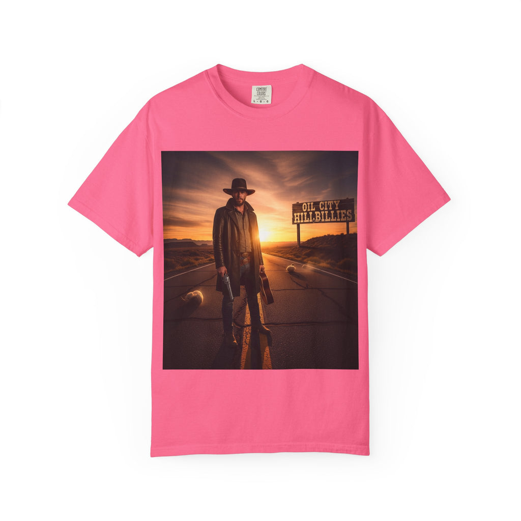 OCH Sunset Cowboy Graphic T-Shirt – Western Style Tee, Gift for Outlaw Country Fans, Casual Wear, Adventure Apparel, Unisex Fashion