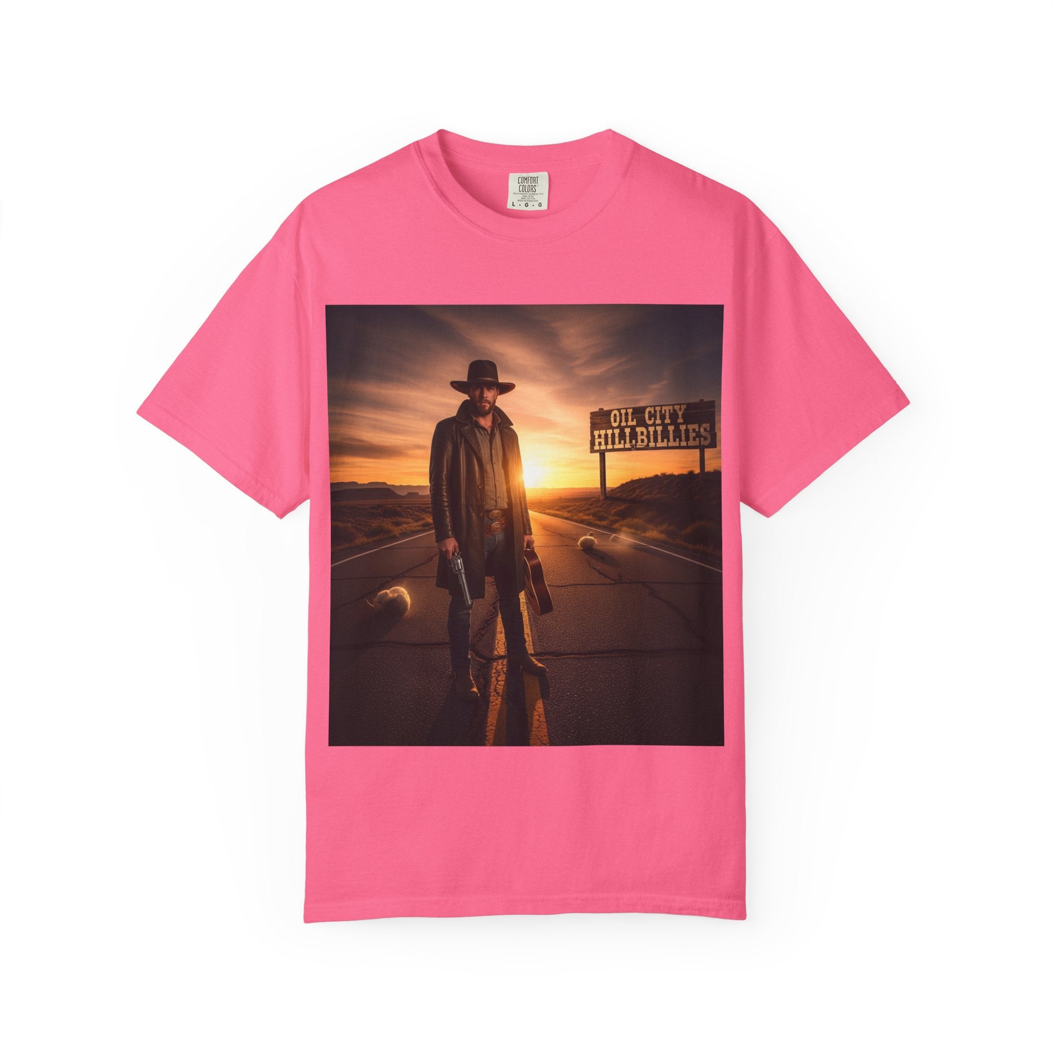 OCH Sunset Cowboy Graphic T-Shirt – Western Style Tee, Gift for Outlaw Country Fans, Casual Wear, Adventure Apparel, Unisex Fashion