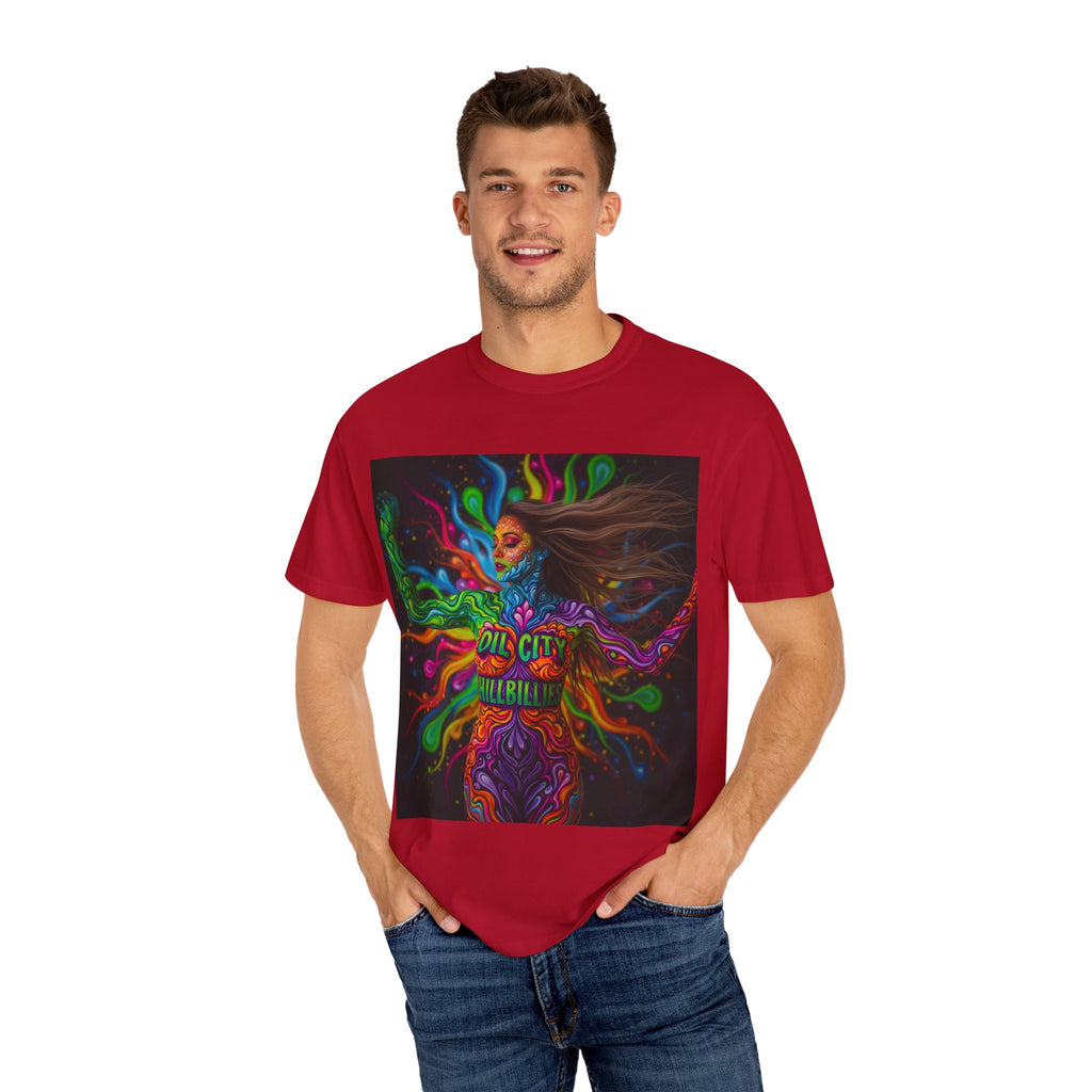 Garment-Dyed Oil City Hillbillies Tee Inspired by Southern Roots and Backwoods Culture, Bohemian T-shirt for Music Festivals, Artistic Outlaw Fashion Statement, Perfect Gift for Fans