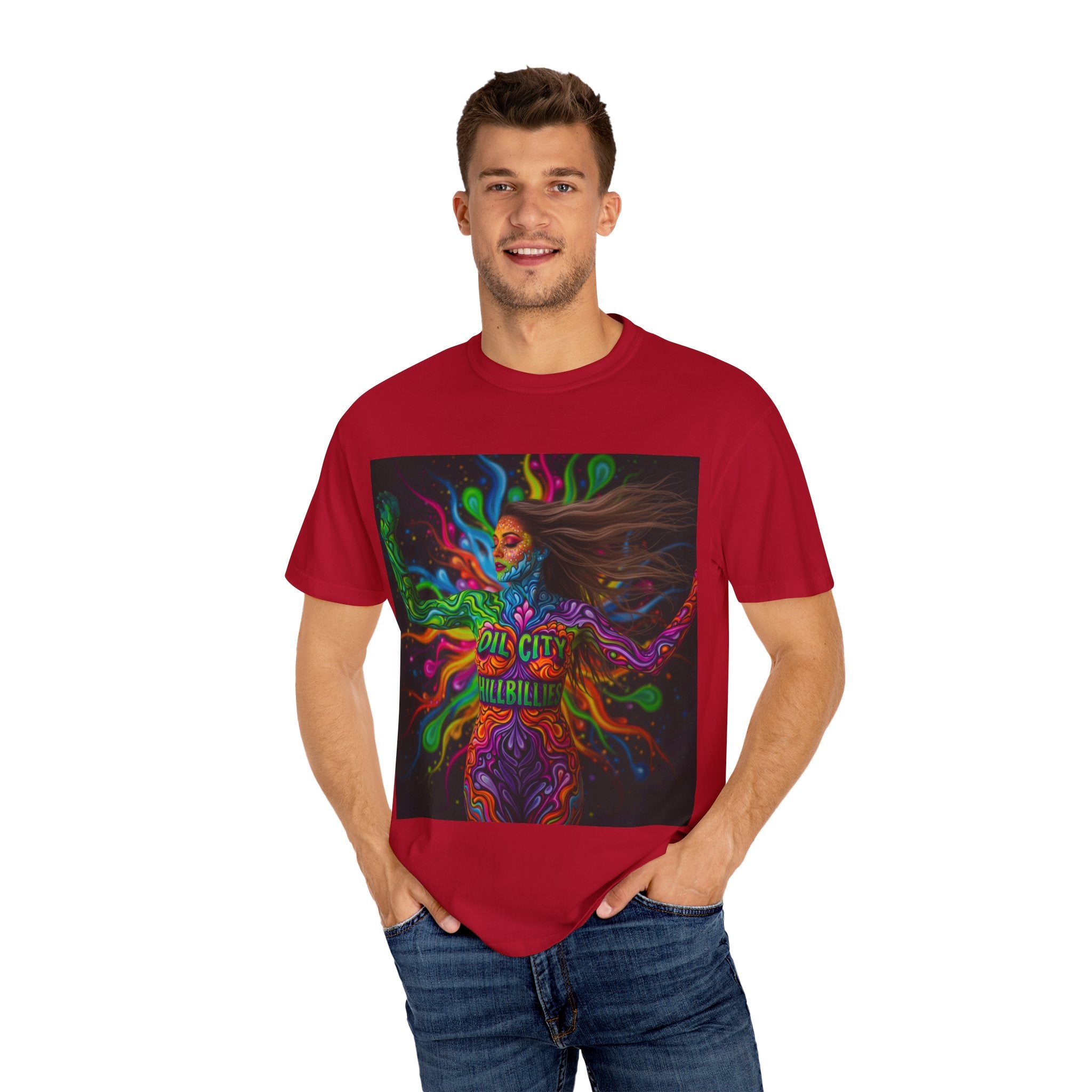 Garment-Dyed Oil City Hillbillies Tee Inspired by Southern Roots and Backwoods Culture, Bohemian T-shirt for Music Festivals, Artistic Outlaw Fashion Statement, Perfect Gift for Fans