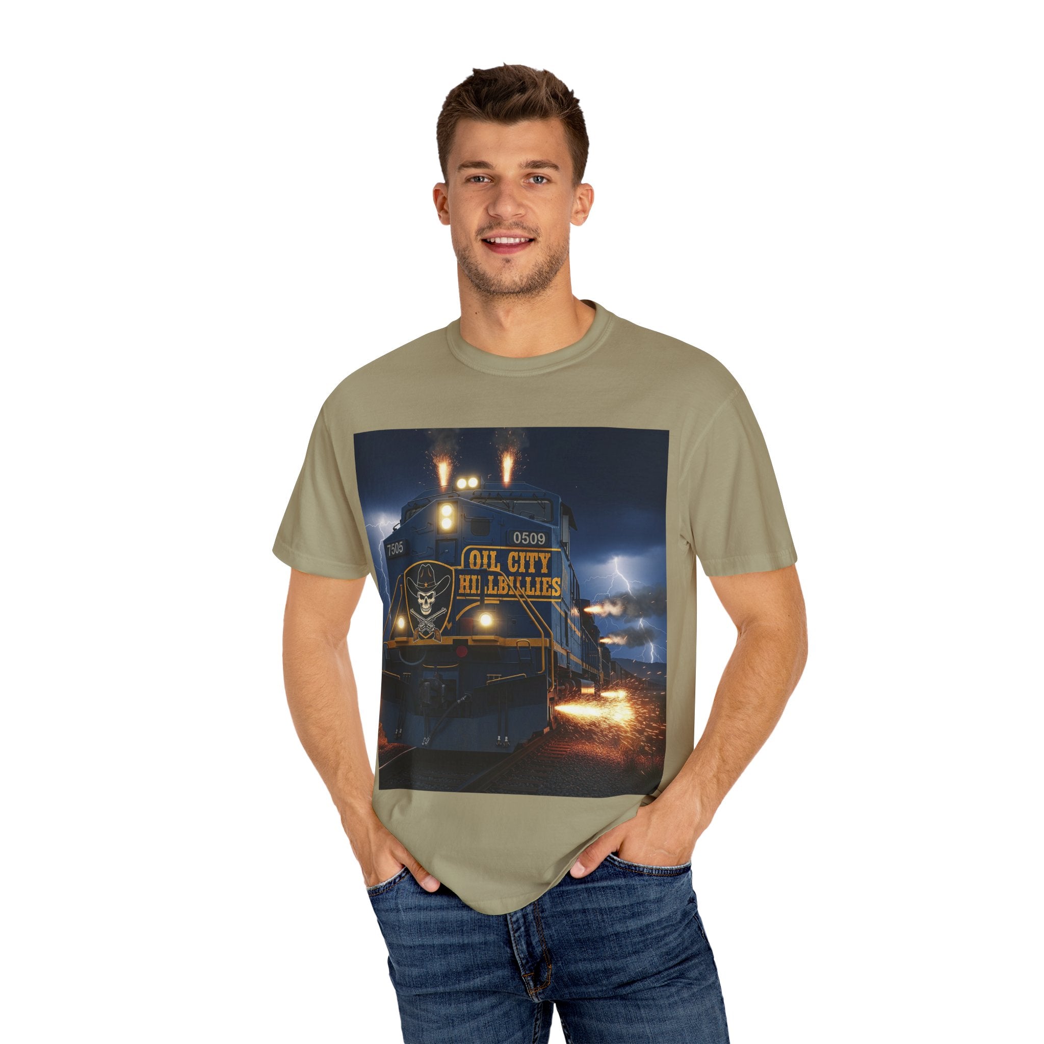 Oil City Hillbillies Unisex Garment-Dyed T-Shirt – Vintage Western Tee, Gift for Outlaw Country Fans, Southern Music Merch, Casual Wear for Band Supporters