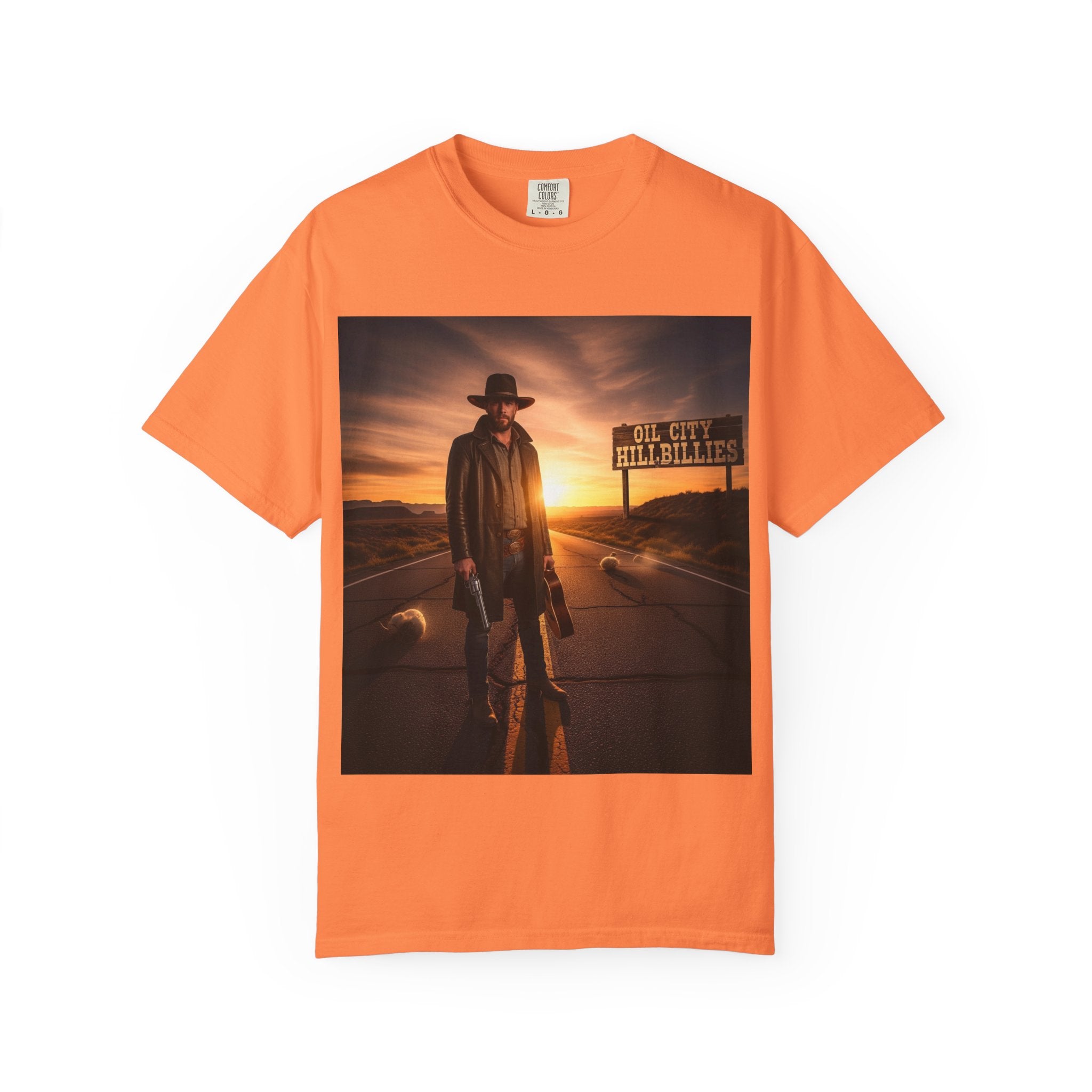 OCH Sunset Cowboy Graphic T-Shirt – Western Style Tee, Gift for Outlaw Country Fans, Casual Wear, Adventure Apparel, Unisex Fashion