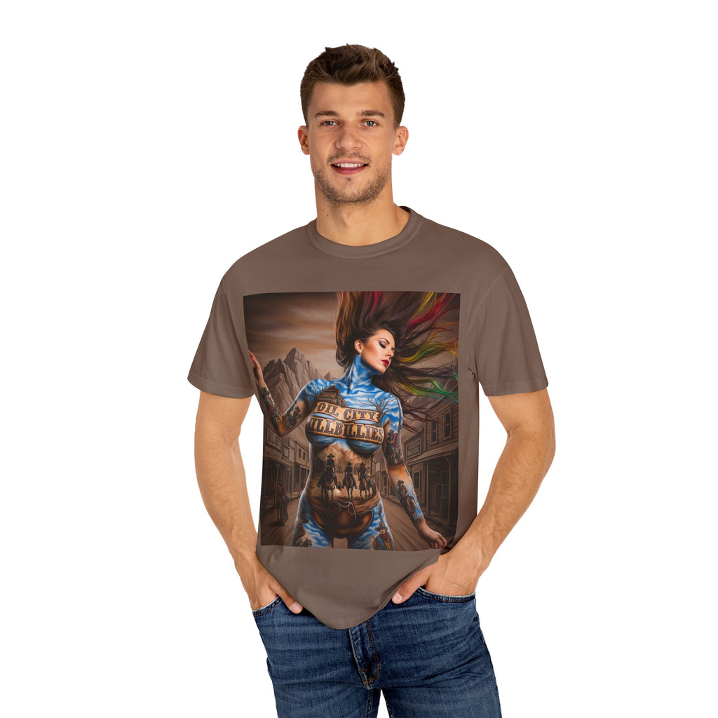 Garment-Dyed Oil City Hillbillies Tee Inspired by Southern Roots and Backwoods Culture, Bohemian T-shirt for Music Festivals, Artistic Outlaw Fashion Statement, Perfect Gift for Fans